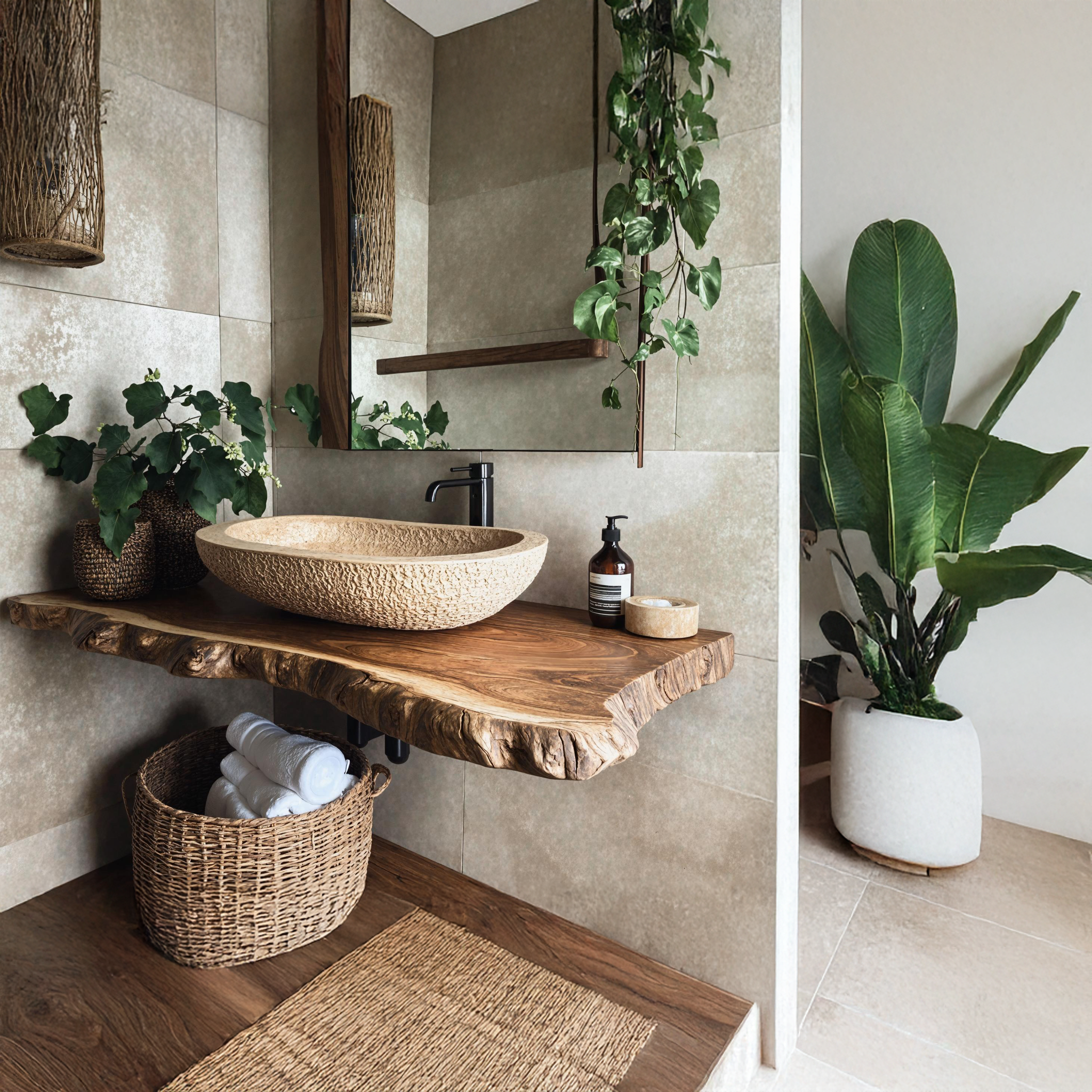 Rustic Wooden Floating Vanity For Cozy Bathroom Style