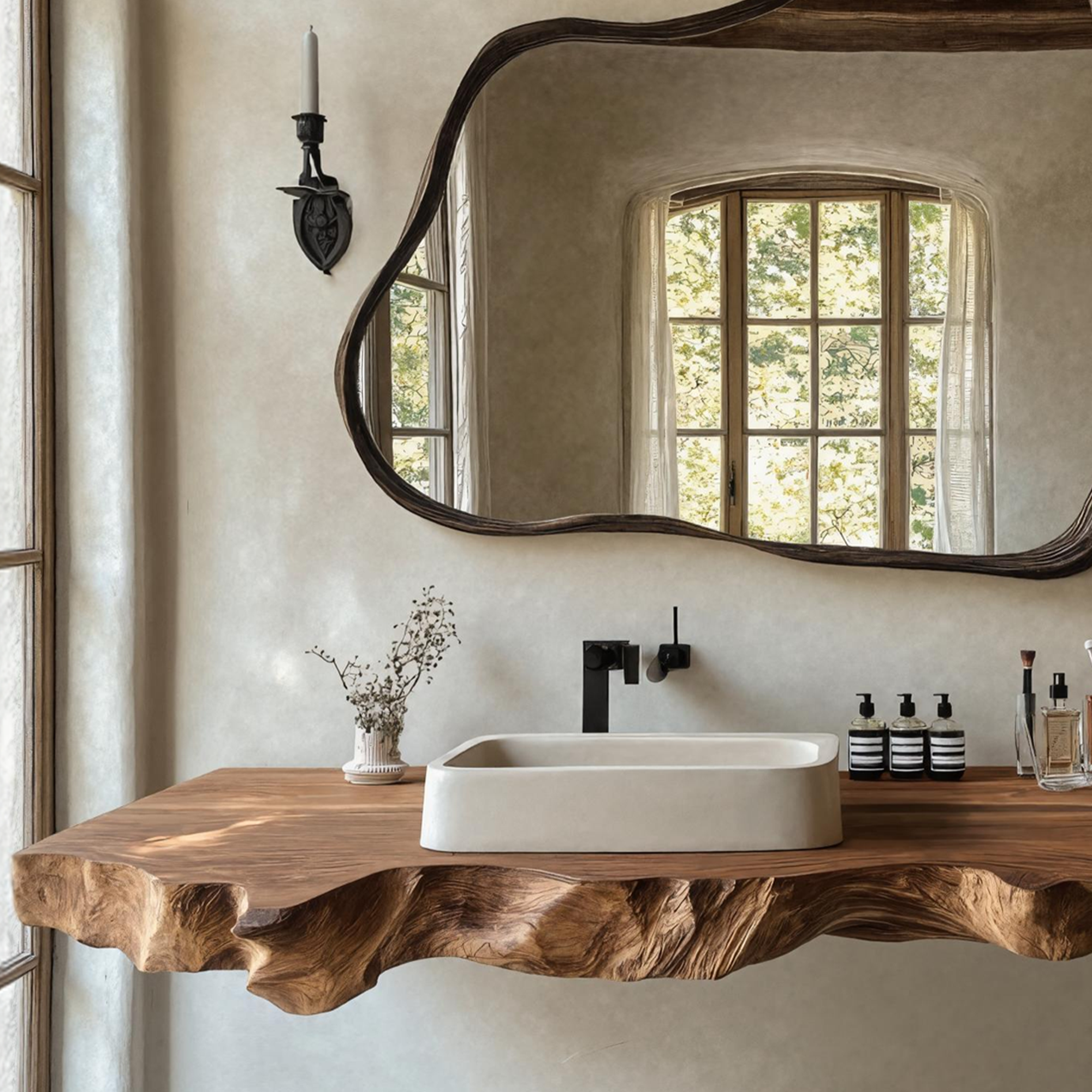 Mid Century Vanity In Solid Wood For Bathroom Decor