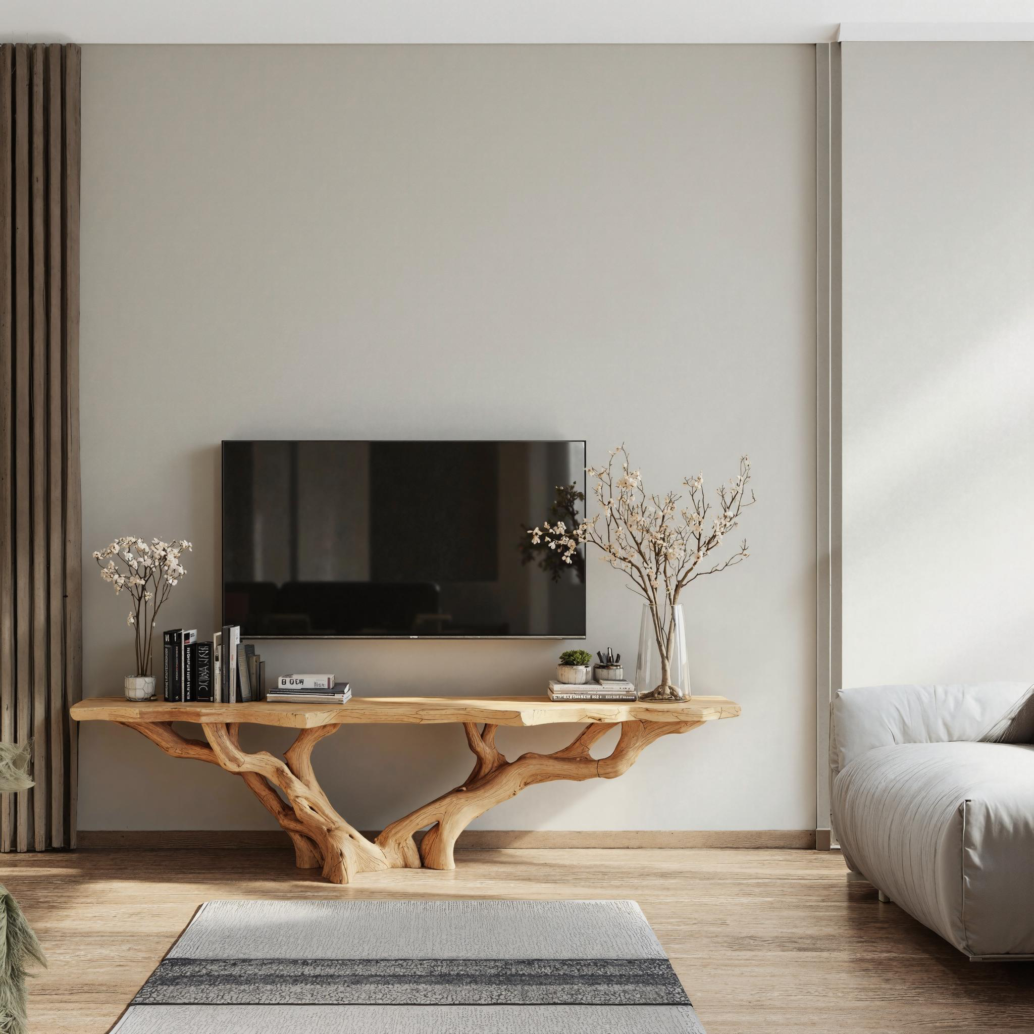 Rustic Handmade Live Edge TV Console For Living Room And Bedroom