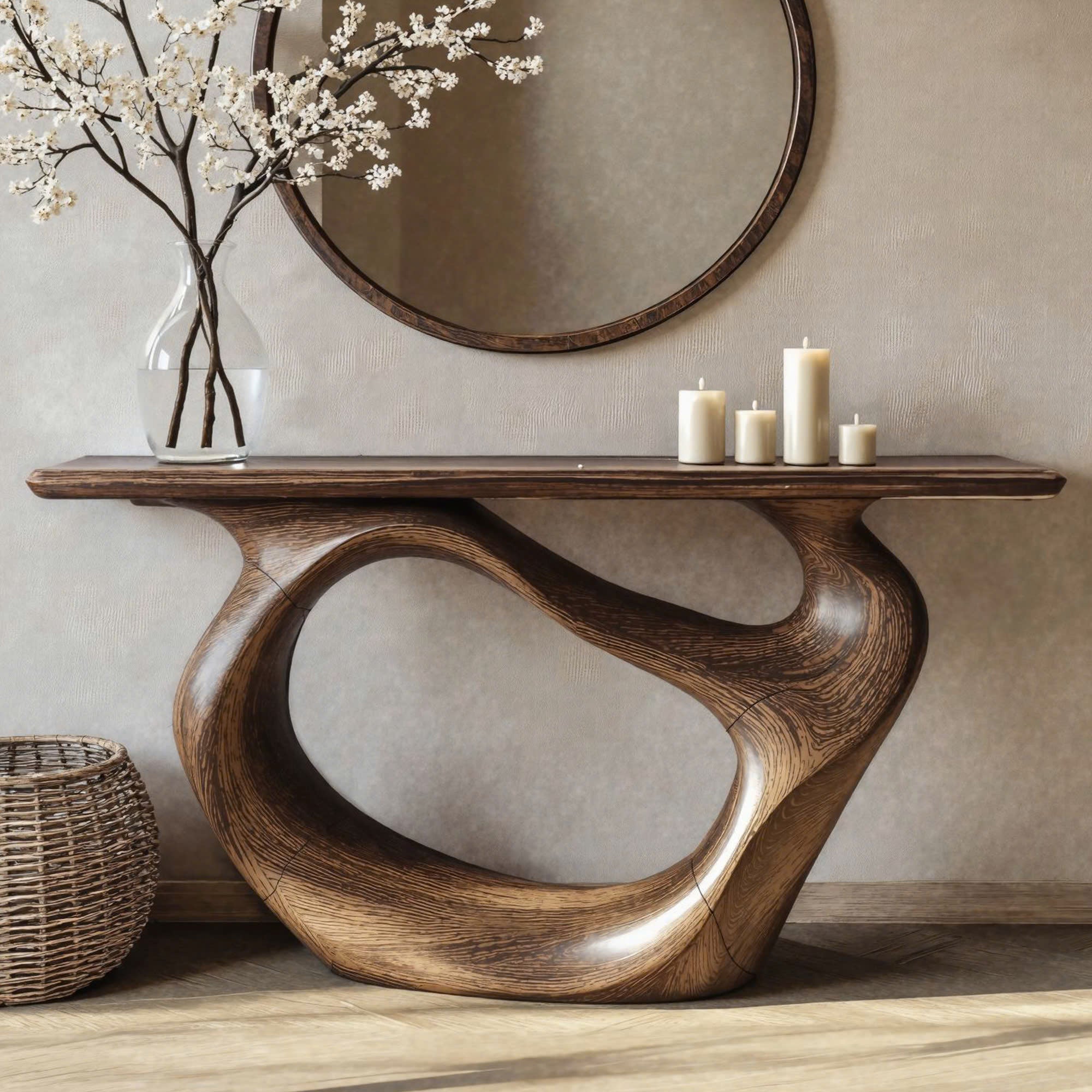 Console Table Handmade Natural Solid Wood Live Edge Table