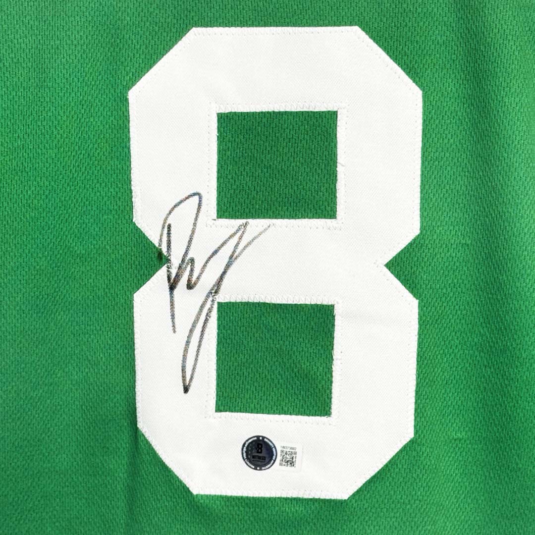 Kristaps Porzingis Signed Boston Green Bos front Basketball Jersey (Beckett)