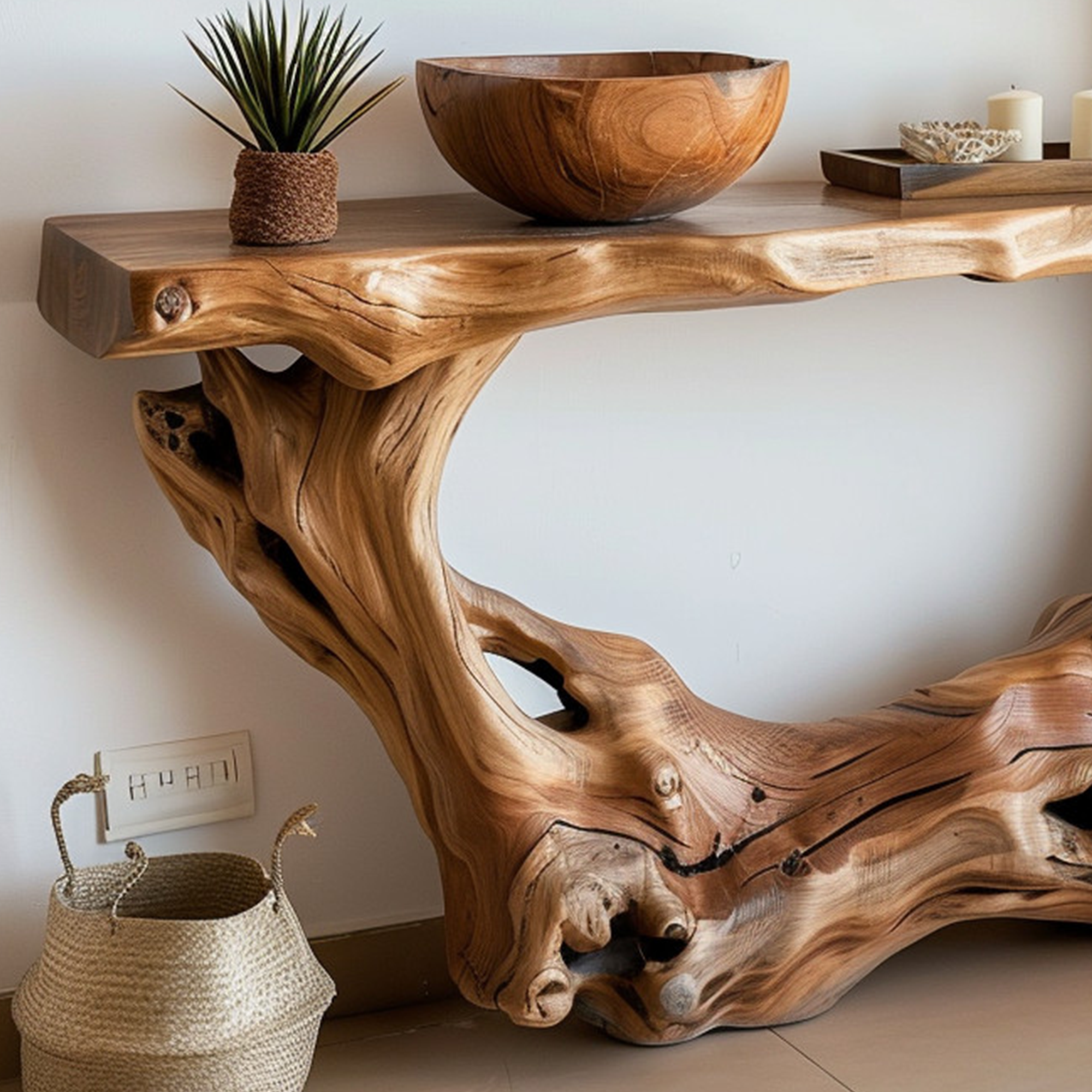 Narrow Console Table Solid Wood