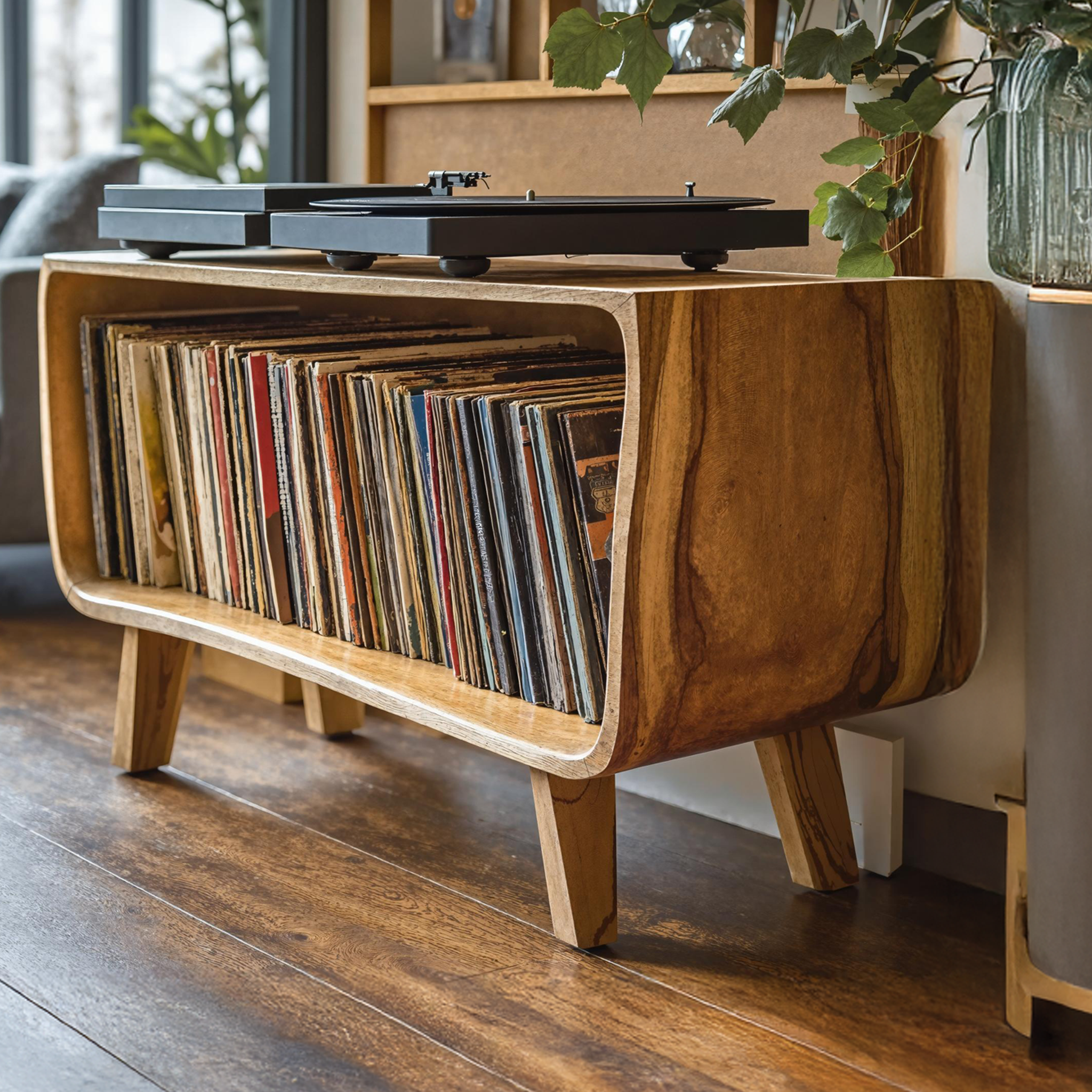 Elegant Record Player Stand For Living Room, Bedroom, Office