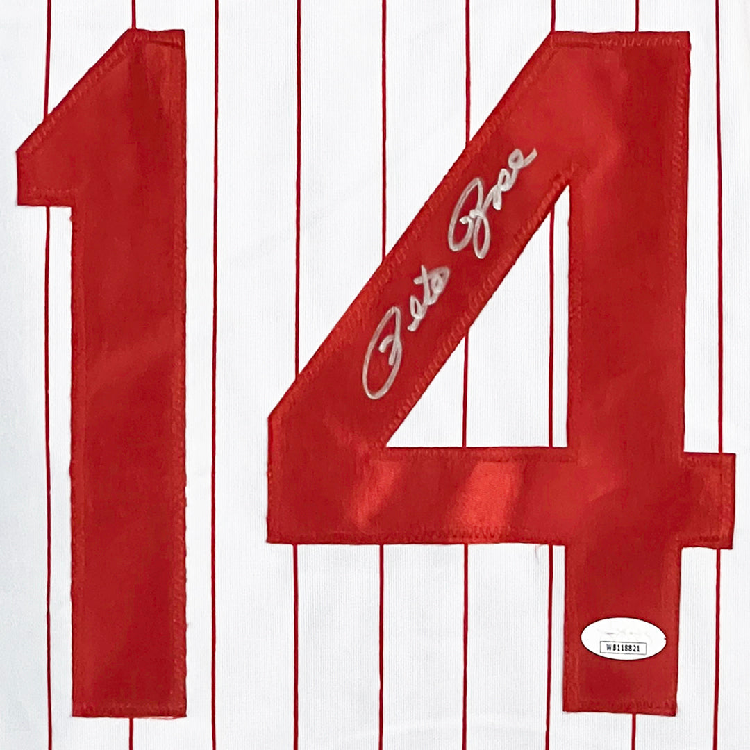 Pete Rose Signed Cincinnati Pinstripe Baseball Jersey (JSA)