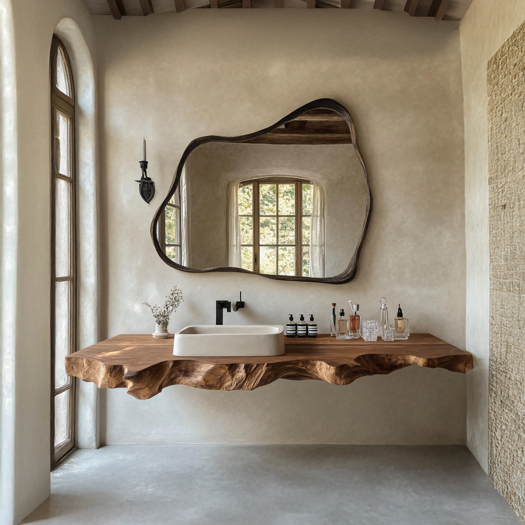 Mid Century Vanity In Solid Wood For Bathroom Decor