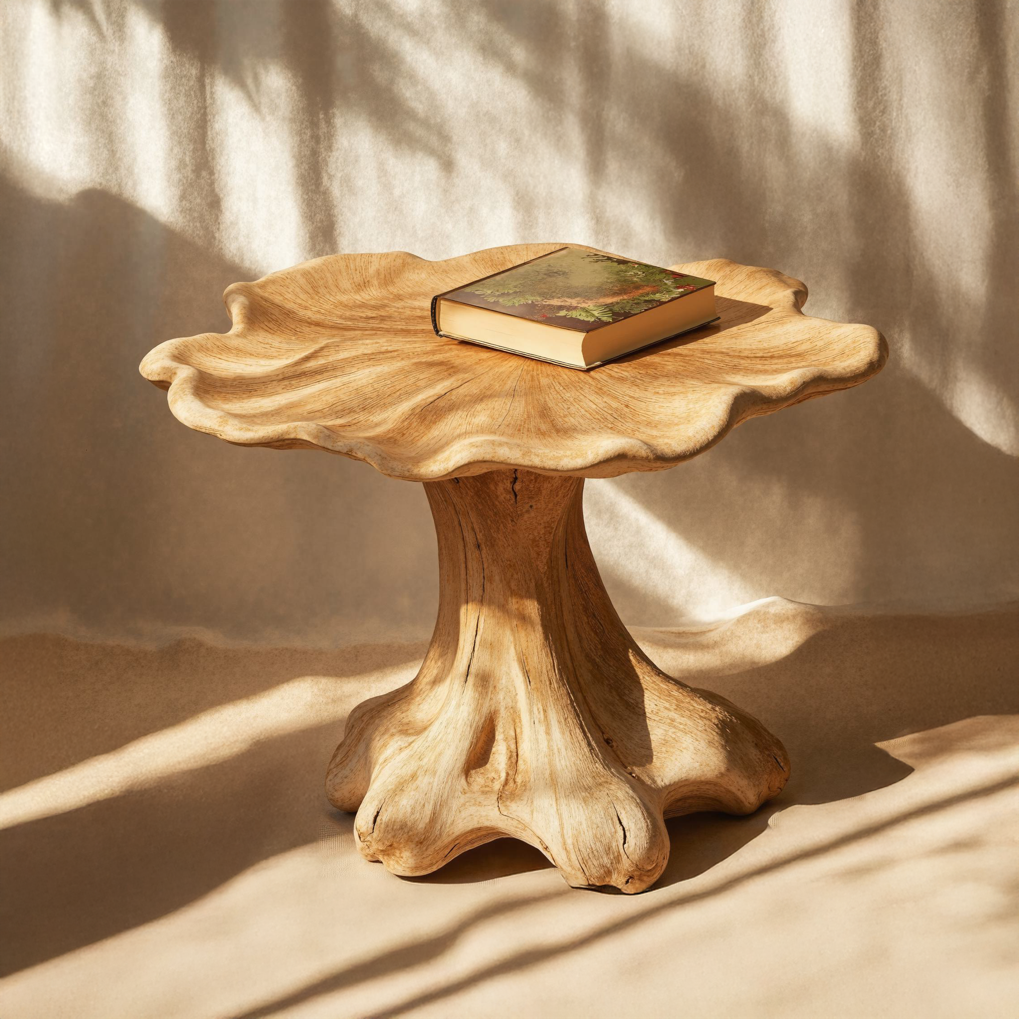 Minimalist Wood Mushroom End Table For Bedroom Clean Lines