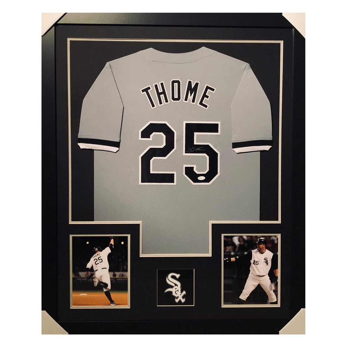 Jim Thome Signed Chicago Framed Vertical Layout Pro Edition Grey Jersey (JSA)