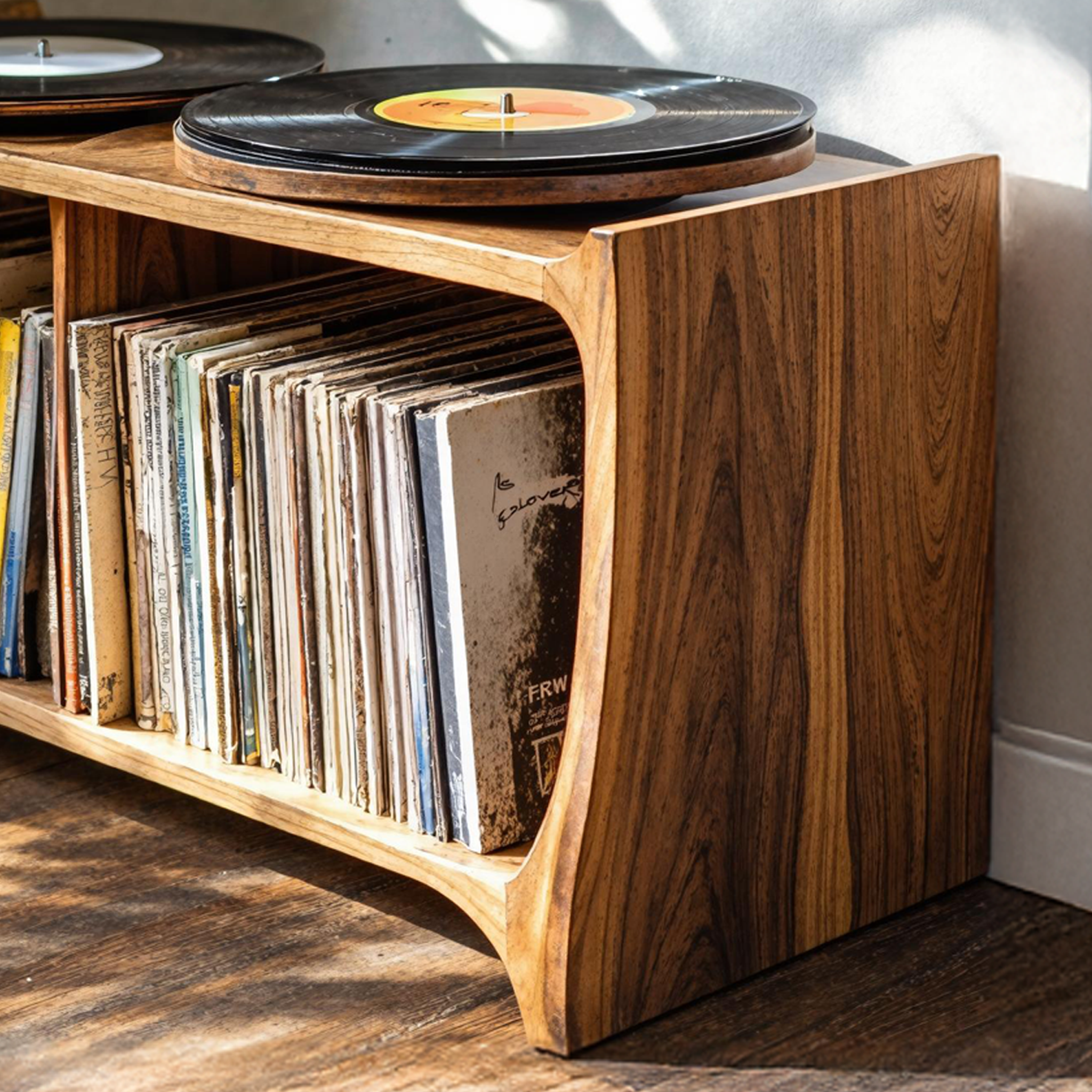 Mid-Century Record Player Stand For Living Room, Bedroom, Office, Hallway