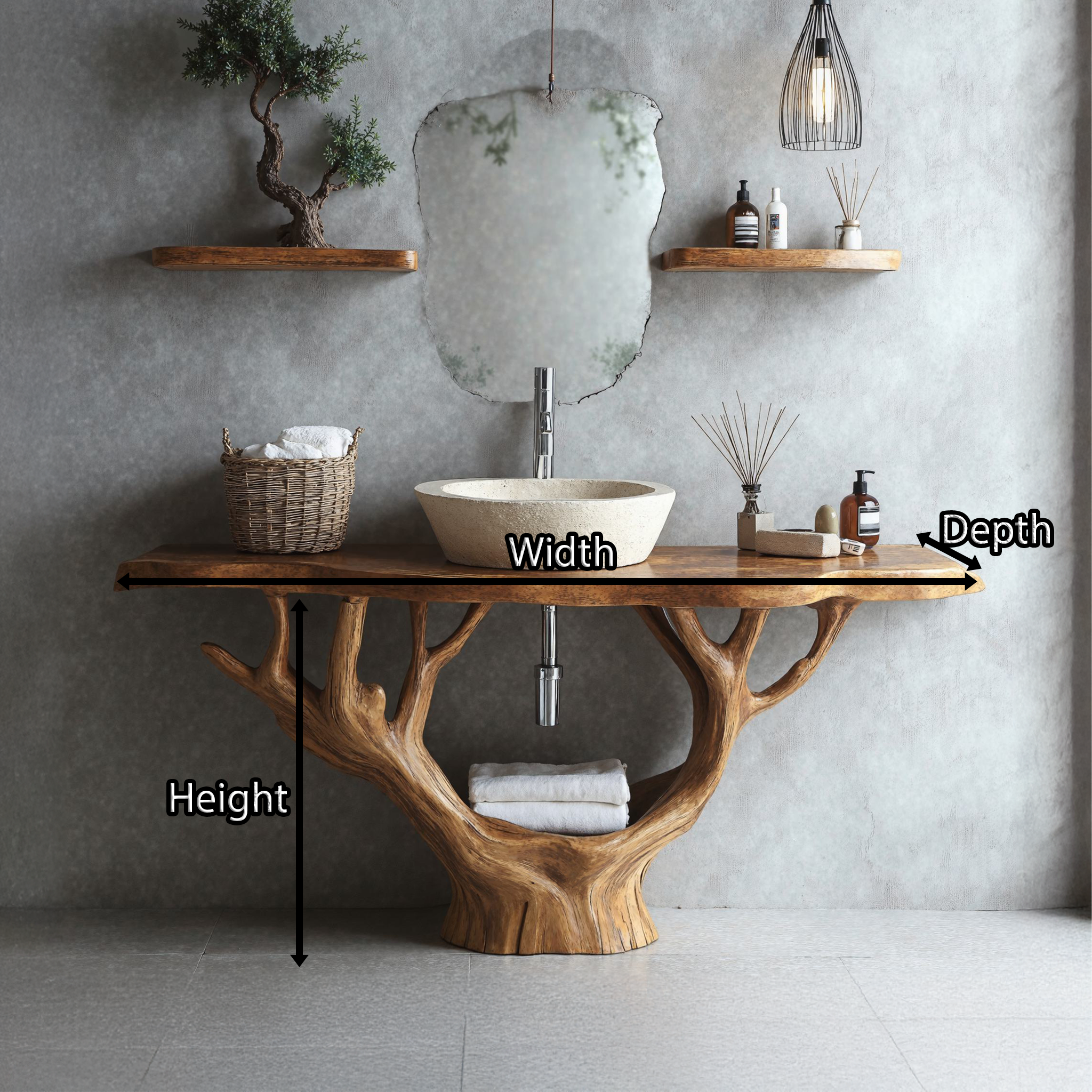 Minimalist Floating Vanity Solid Wood Design