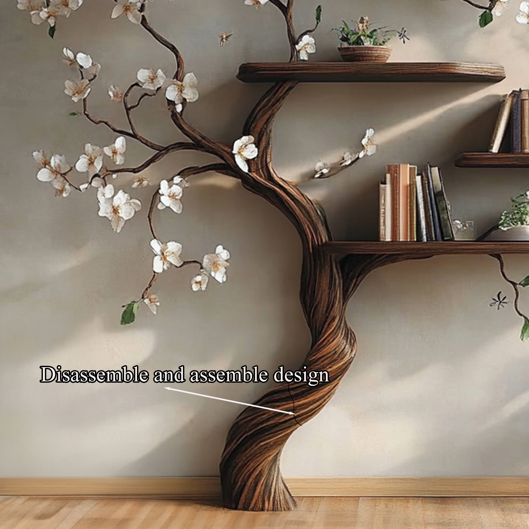Tree Branch Bookcase Wall Mount Live Edge Shelf Decor Home