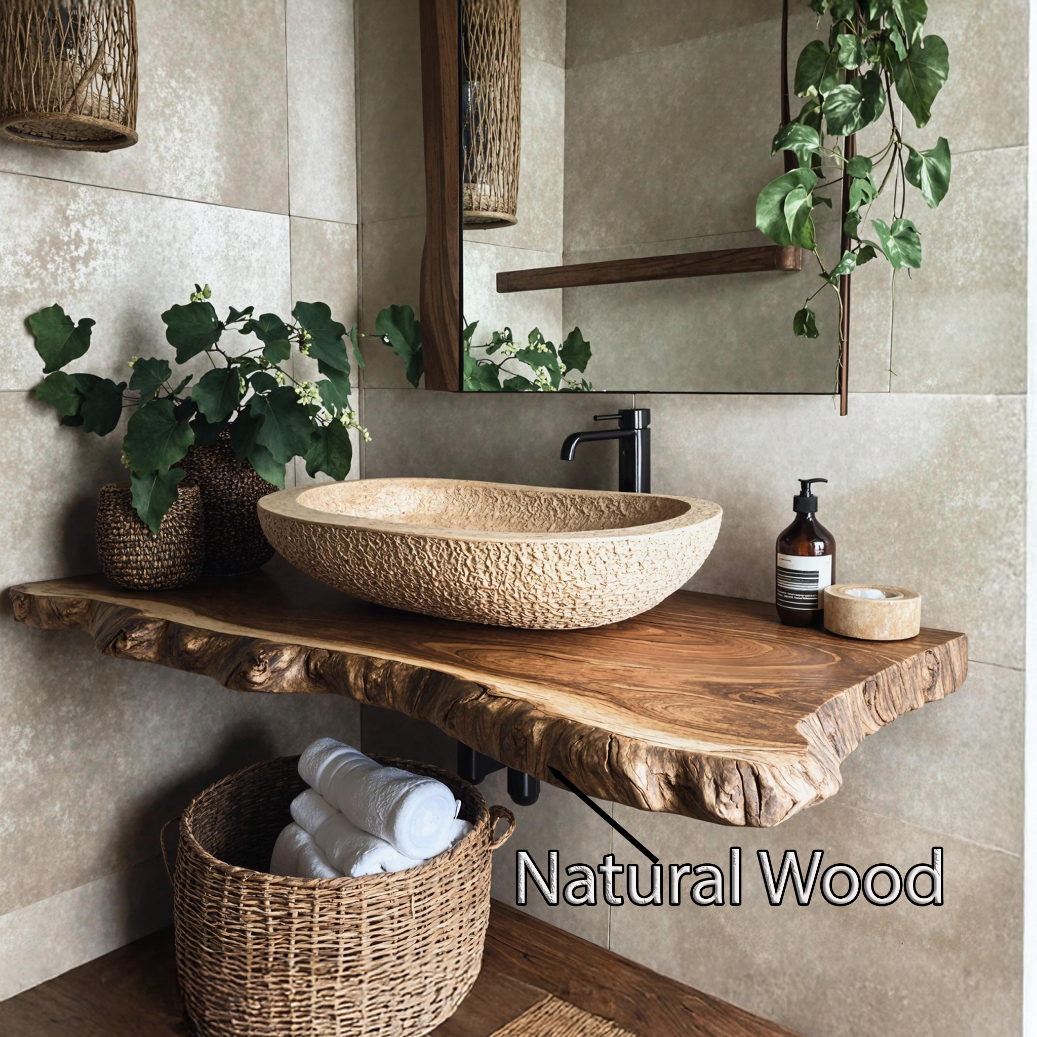 Rustic Wooden Floating Vanity For Cozy Bathroom Style