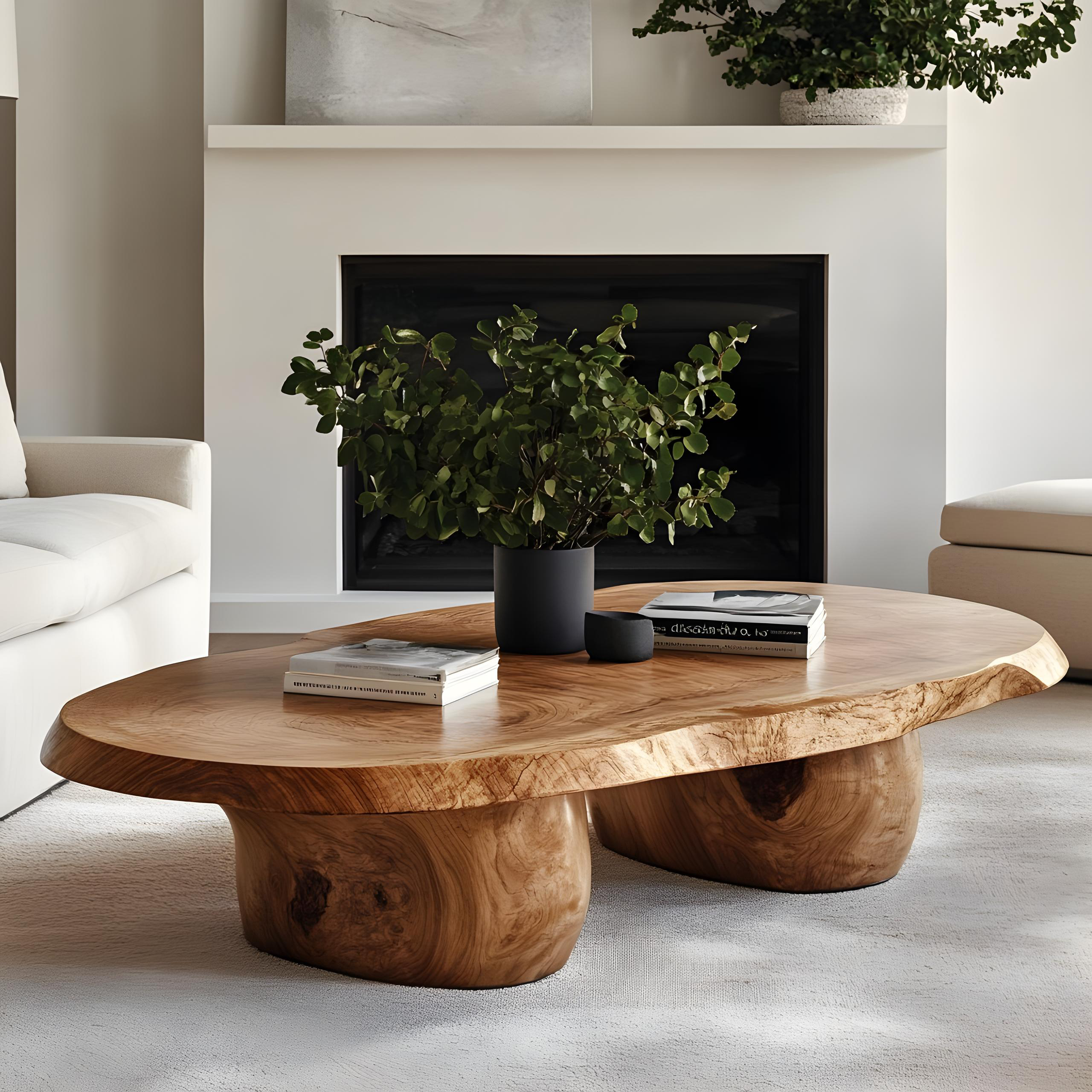Handcrafted Natural Wood Coffee Table For Inviting Living Room