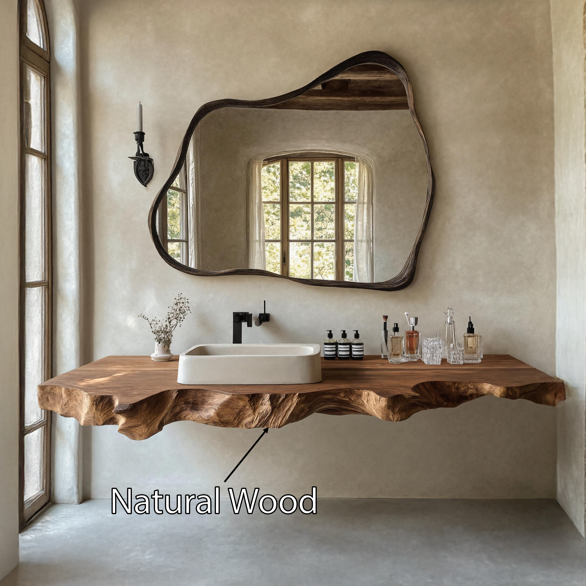 Mid Century Vanity In Solid Wood For Bathroom Decor