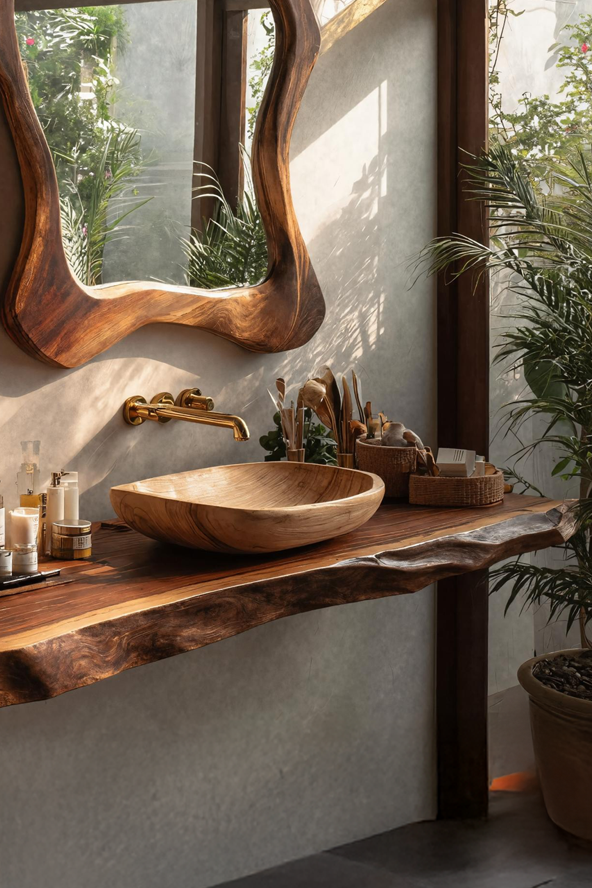 Mid Century Bathroom Vanity With Modern Wood Finish