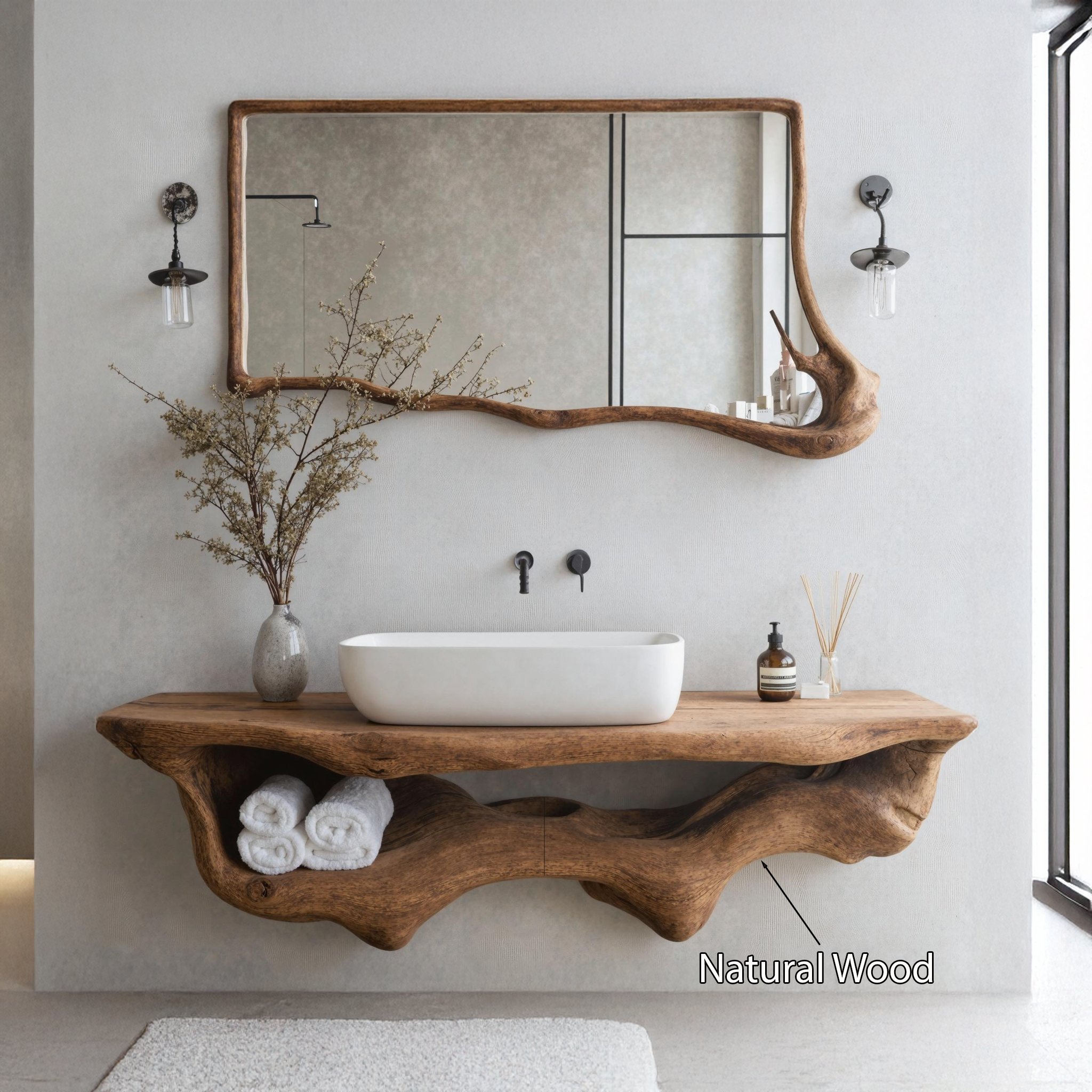 Mid Century Live Edge Floating Vanity Best Bathroom Decor