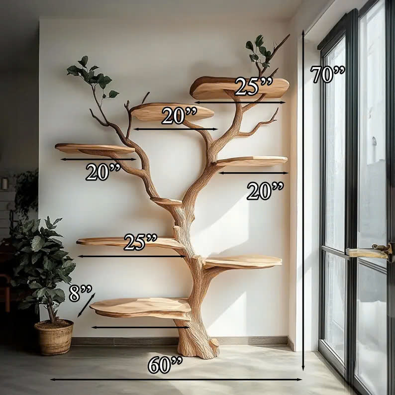 Handmade Wooden Cat Tree Modern Large Climbing Tree Unique