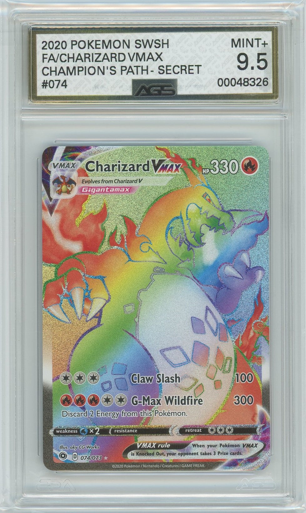 AGS (MINT+ 9.5) Charizard VMAX #74 - Champion's Path (#00048326)