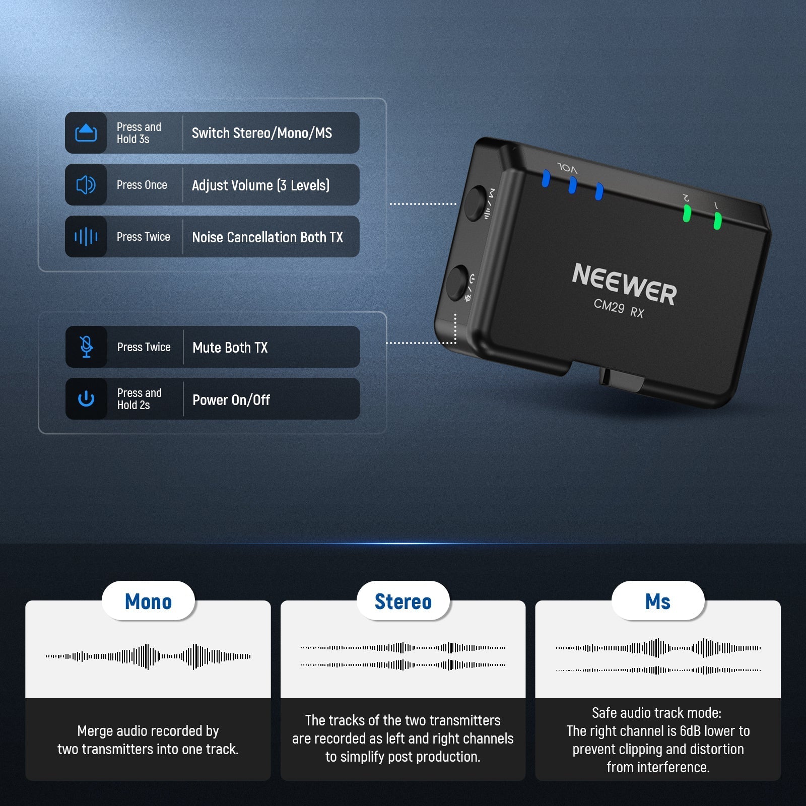 NEEWER CM29 Wireless Lapel Lavalier Microphone System