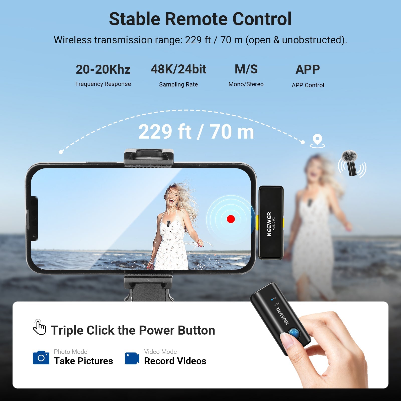 NEEWER KM23C Wireless Lavalier Microphone System