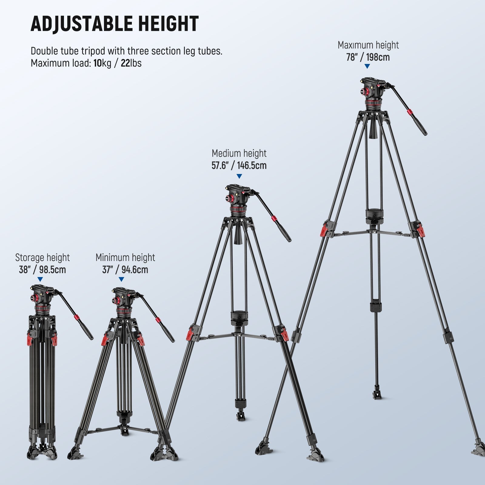 NEEWER LL37 78" Carbon Fiber Video Tripod