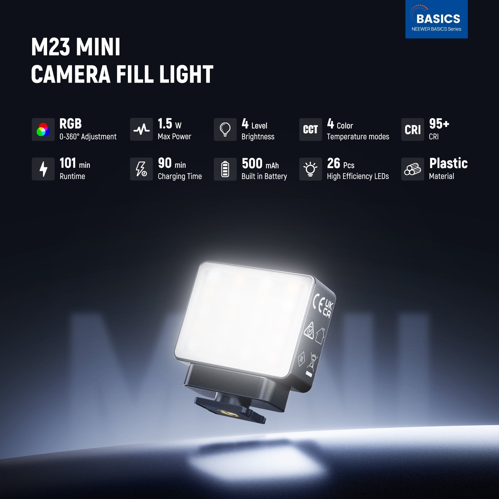 NEEWER BASICS M23 Magnetic RGB Camera Auxiliary Light