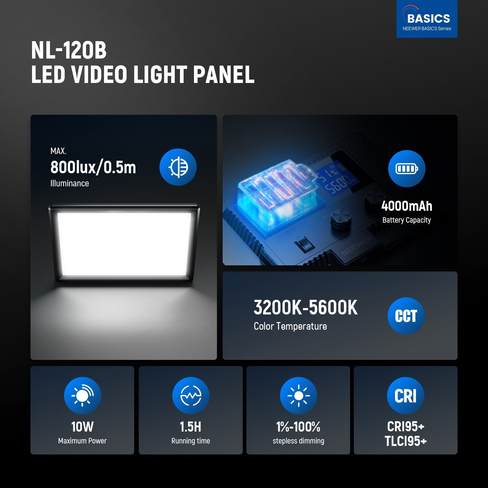NEEWER BASICS NL-120B Bi Color LED Panel Light