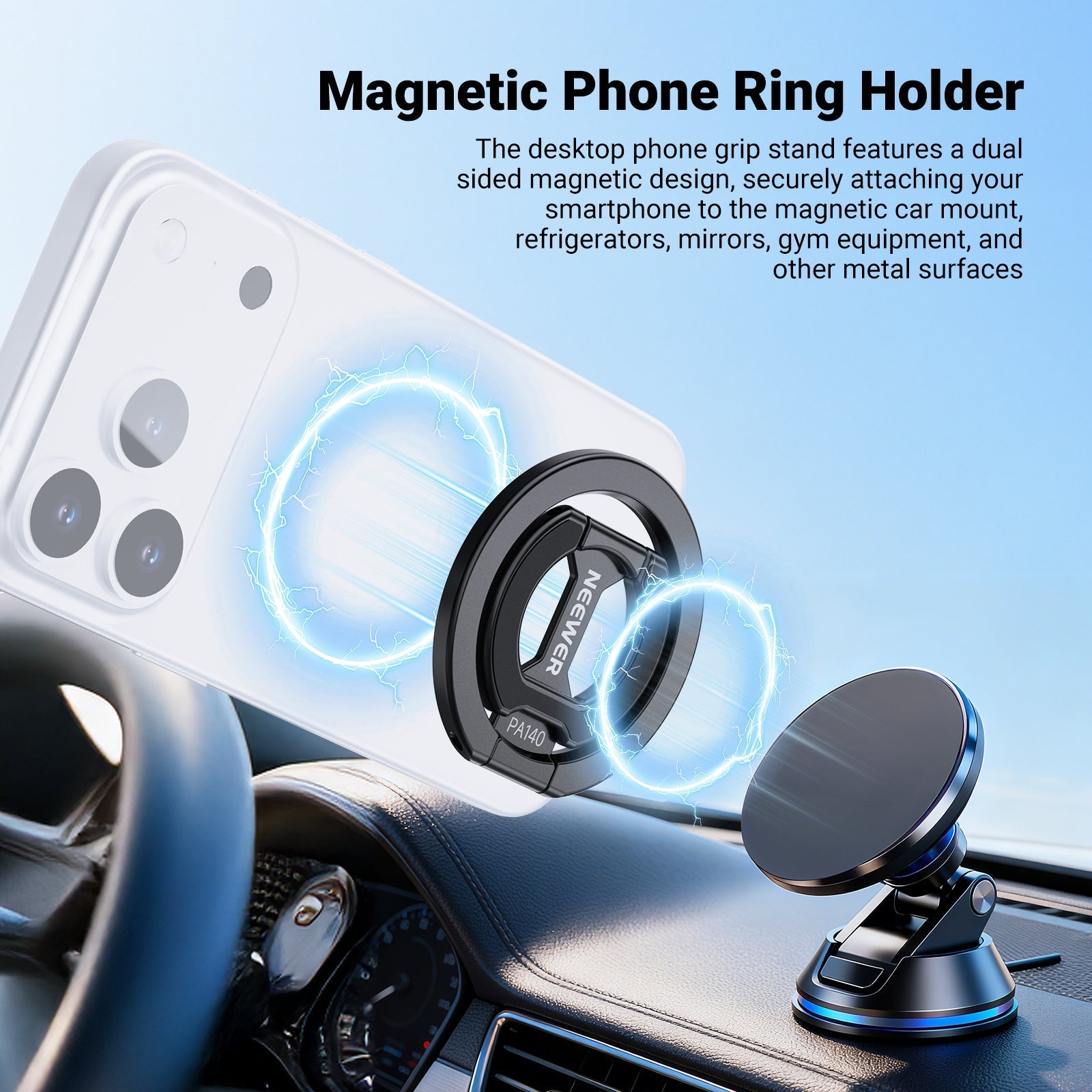 NEEWER PA140 Dual Side Magnetic Phone Grip Ring Holder