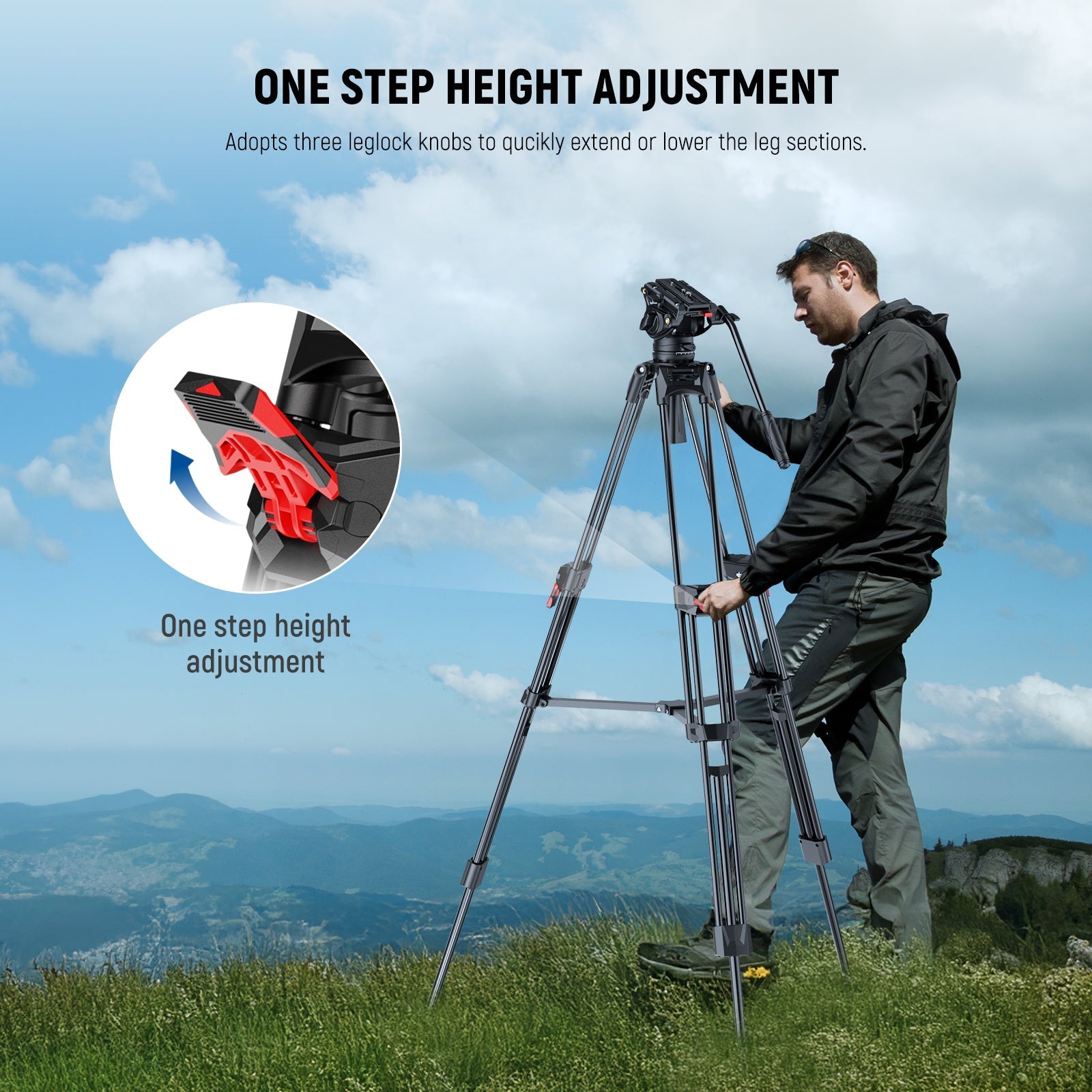 NEEWER LL27 76" Video Tripod with Fluid Head