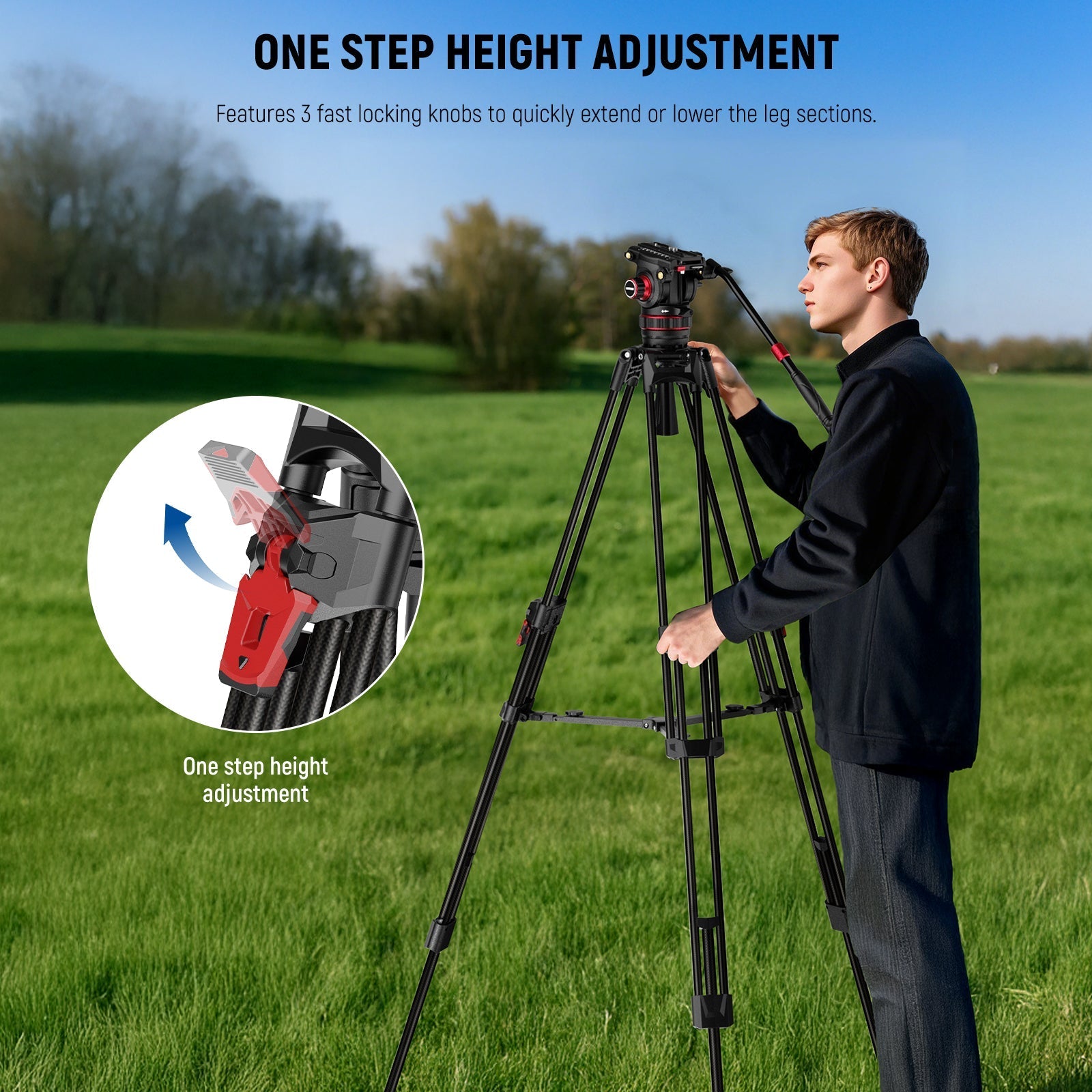 NEEWER LL37 78" Carbon Fiber Video Tripod