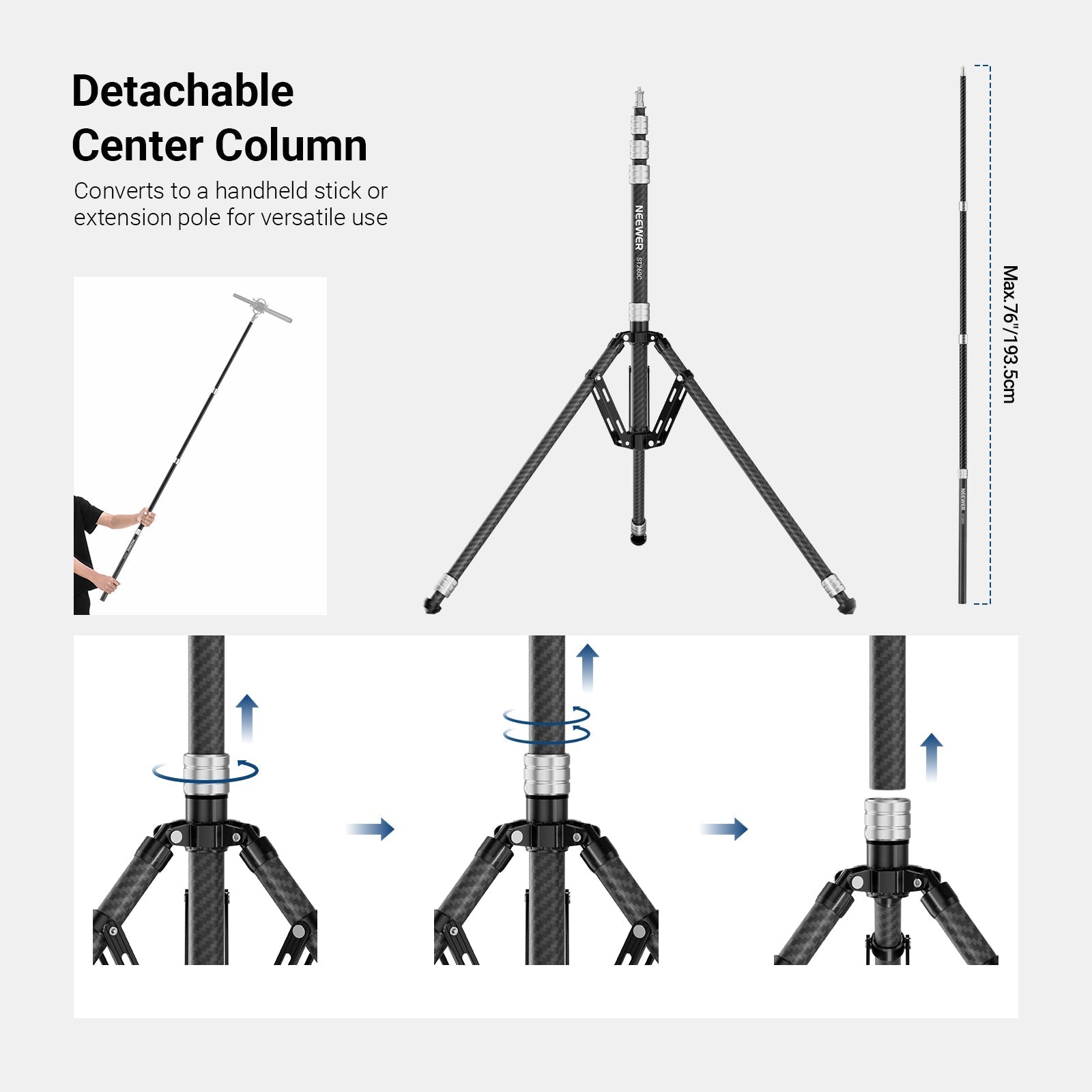 NEEWER ST260C 260cm Carbon Fiber Light Stand