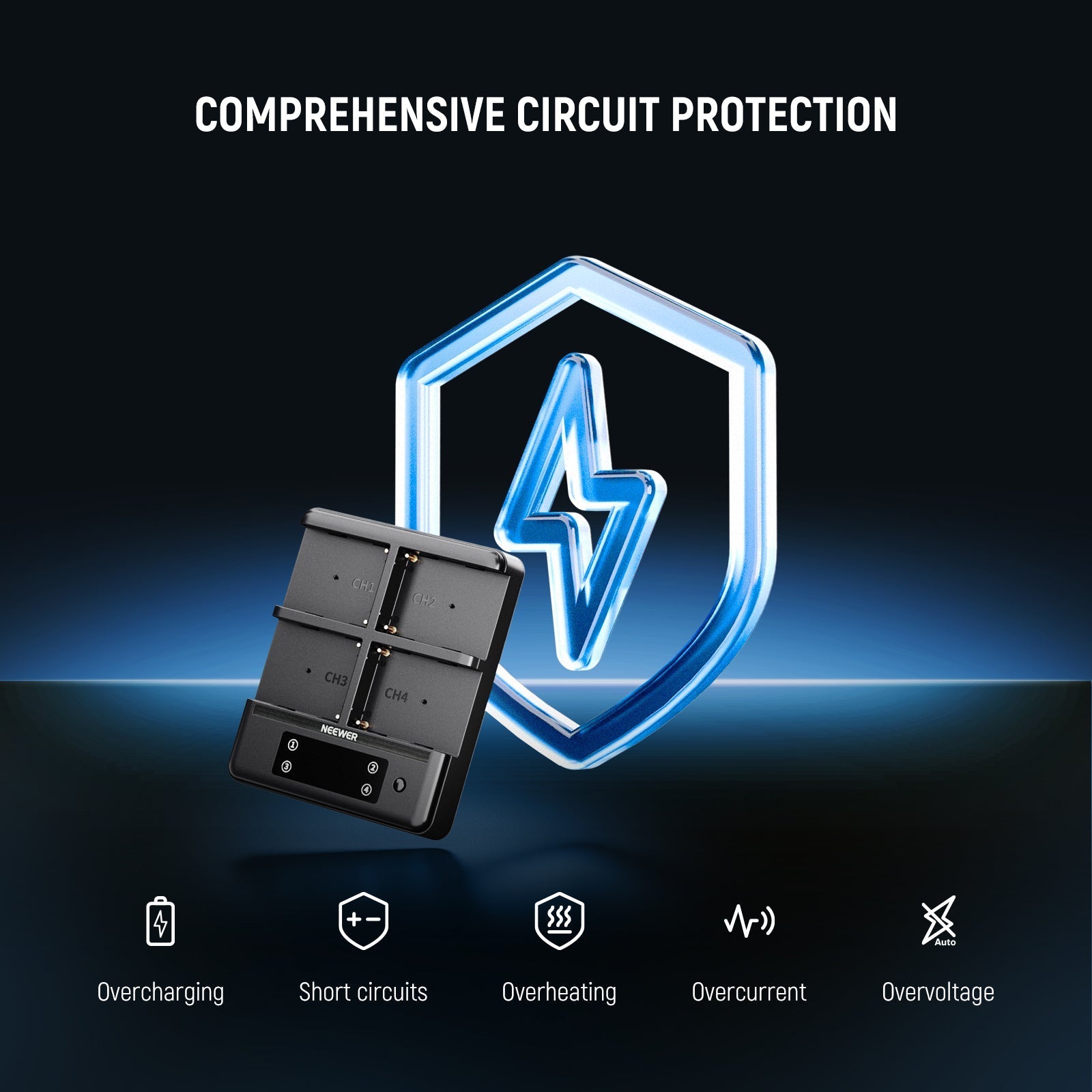 NEEWER NW-F4R 4 Channel Charger for NP-F Series Batteries