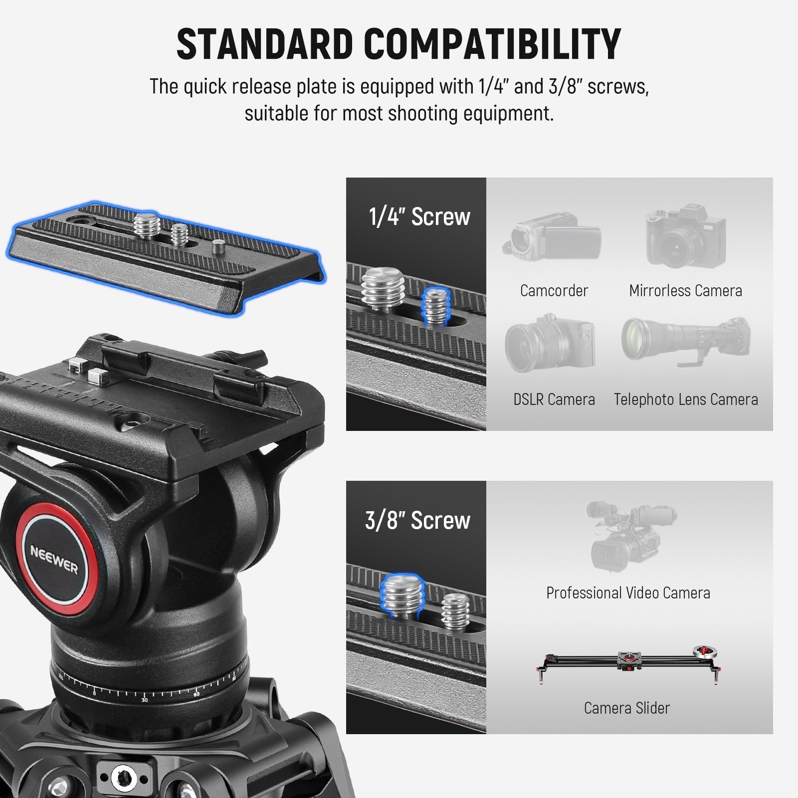 NEEWER LL27 76" Video Tripod with Fluid Head