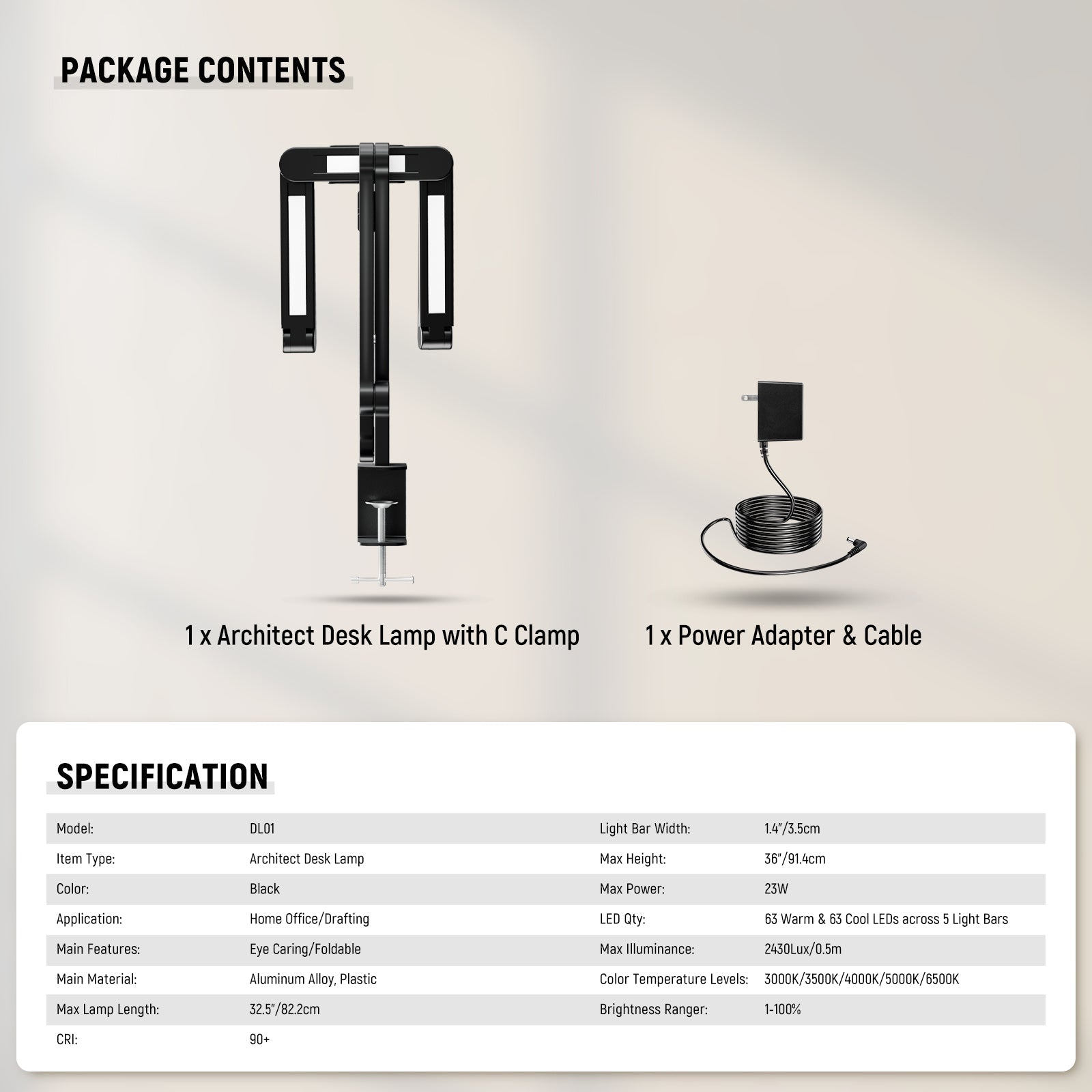NEEWER BASICS DL01 32.5"  Architect Desk Lamp