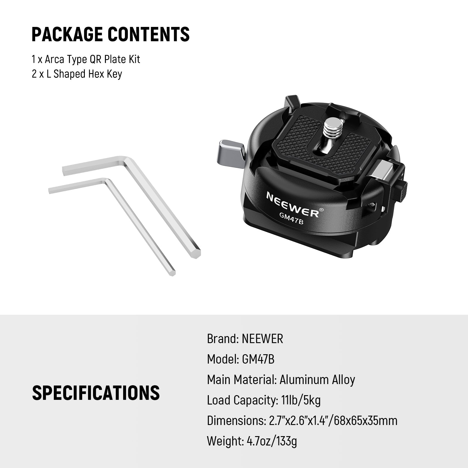 NEEWER GM47B Anti Twist Camera Quick Release Plate Kit
