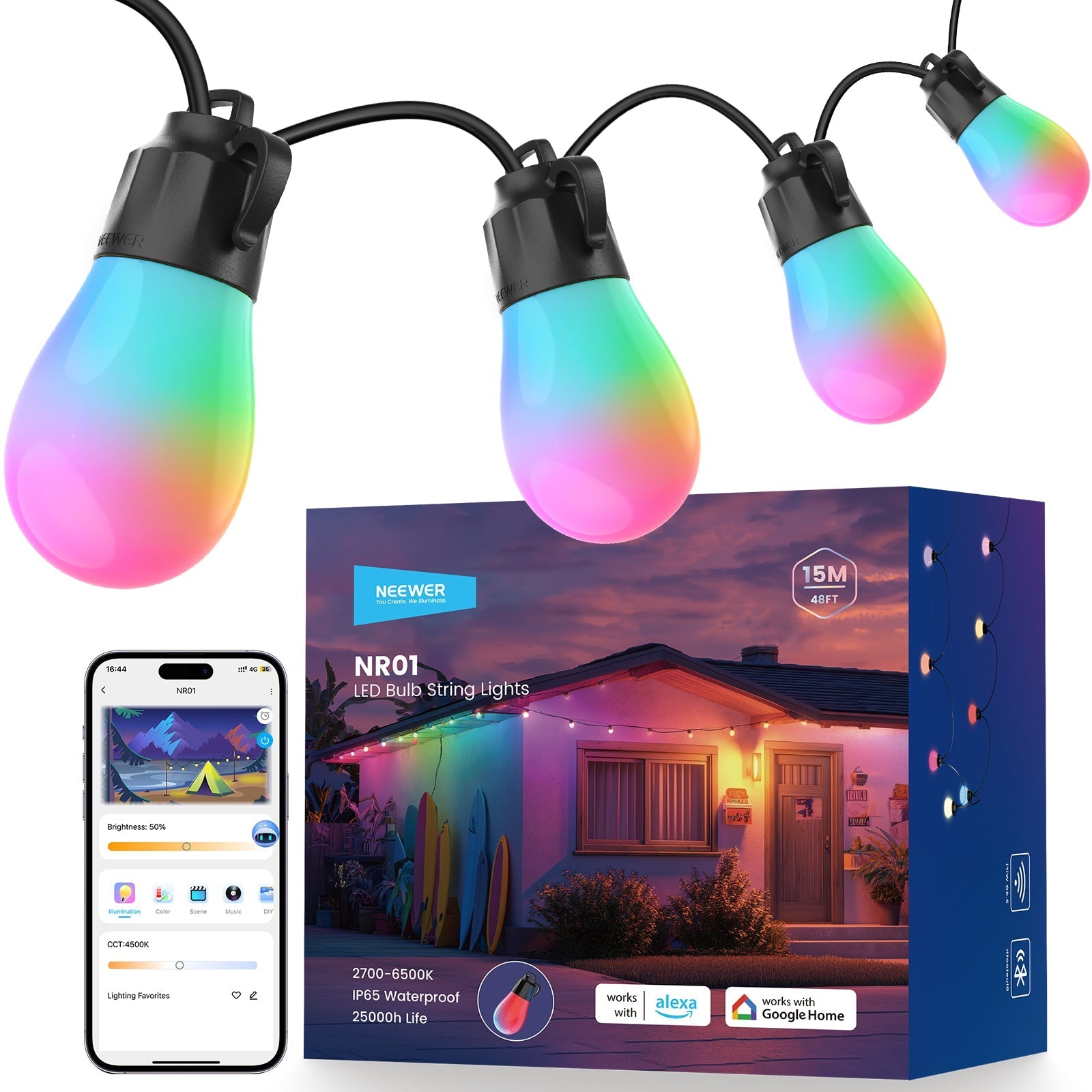 NEEWER NR01 RGBW Outdoor String Light