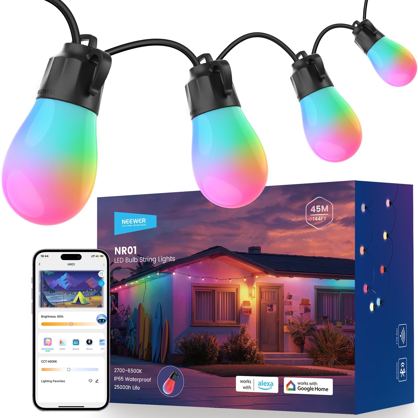 NEEWER NR01 RGBW Outdoor String Light