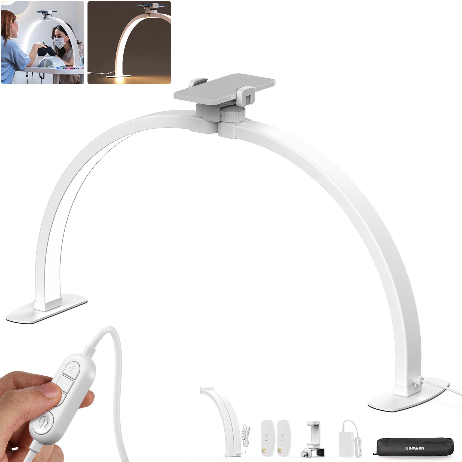 NEEWER BASICS HM02-D 36W 29" Foldable Nail Tech Table Arc Lamp
