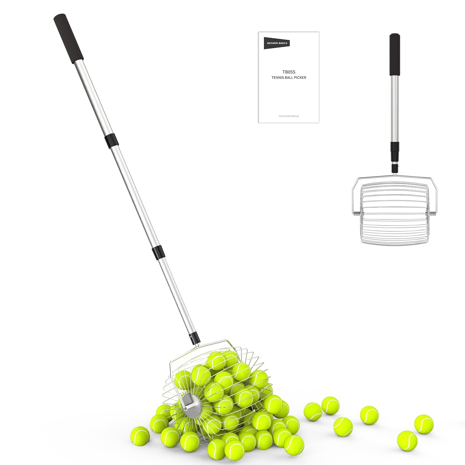 NEEWER BASICS TB05S Tennis Ball Pickleball Collector Roller