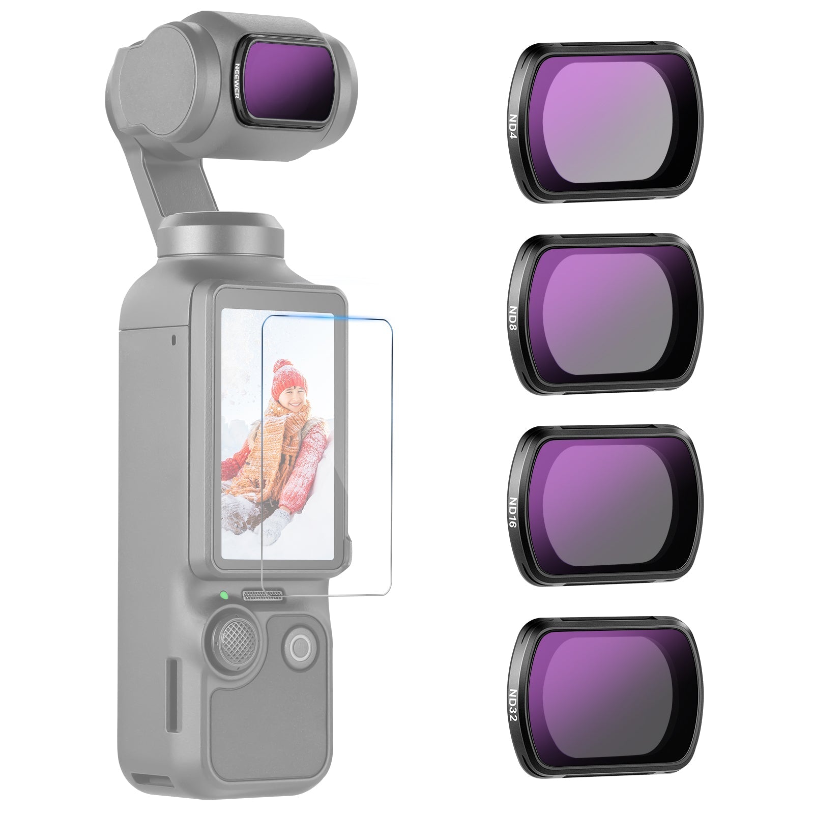 NEEWER FL-B02 4-Pack ND Filter Kit for DJI Osmo Pocket 3 / Pocket 4 & Xtra Muse