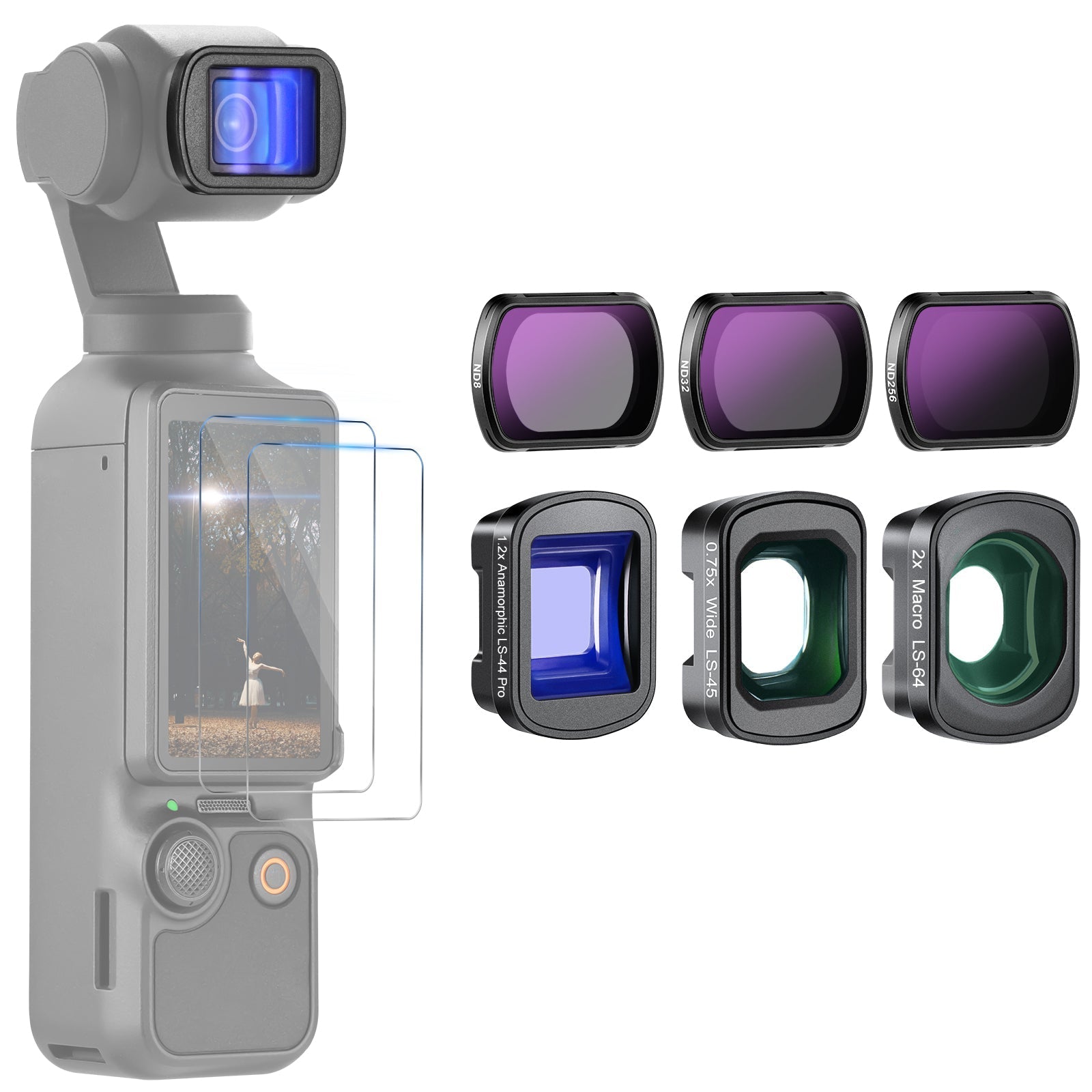 NEEWER FL-B27/FL-B28 Filter Set with Lens for DJI Osmo Pocket 3 / Pocket 4 & Xtra Muse
