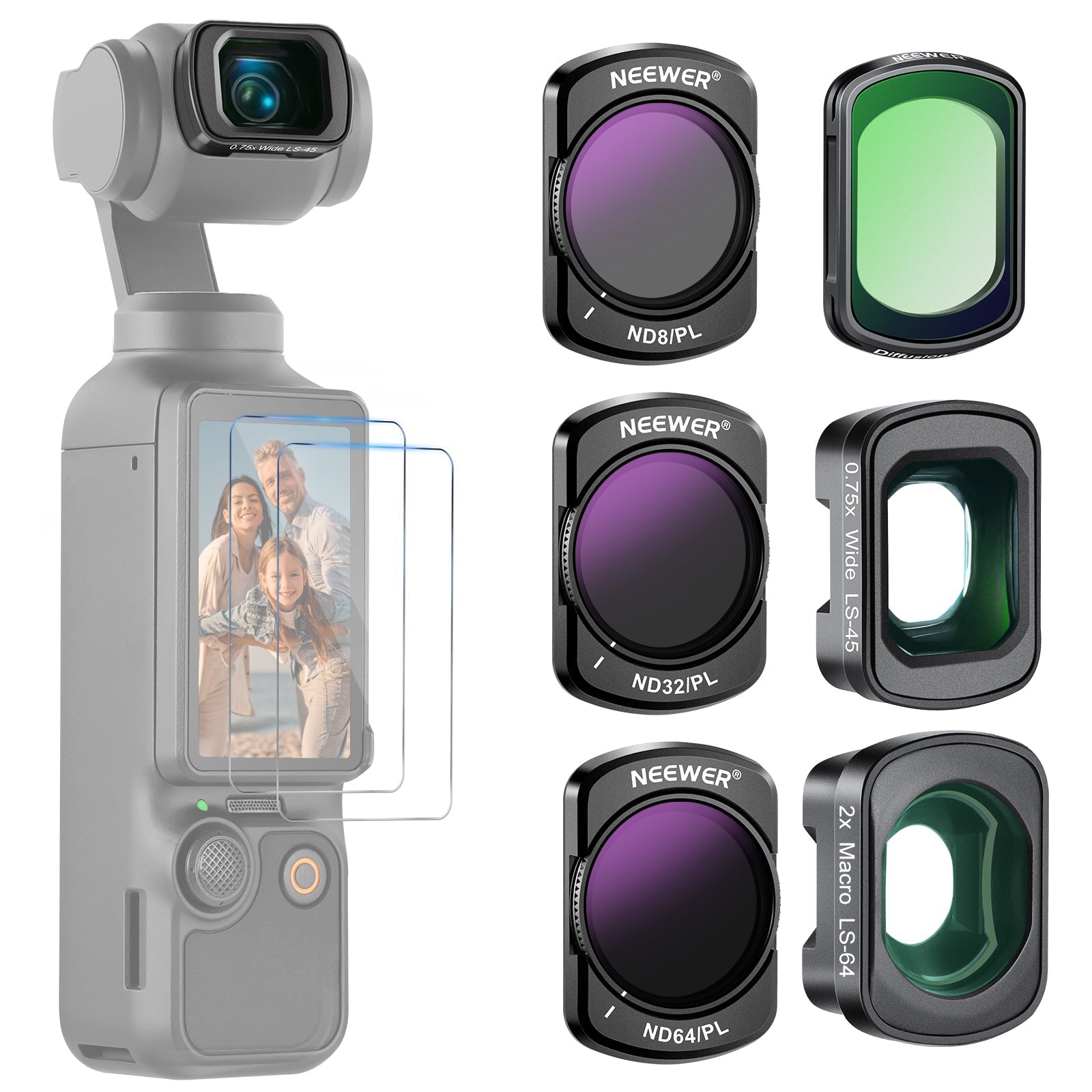 NEEWER FL-B16 Filter & Lens Set for DJI Osmo Pocket 3 / Pocket 4 & Xtra Muse