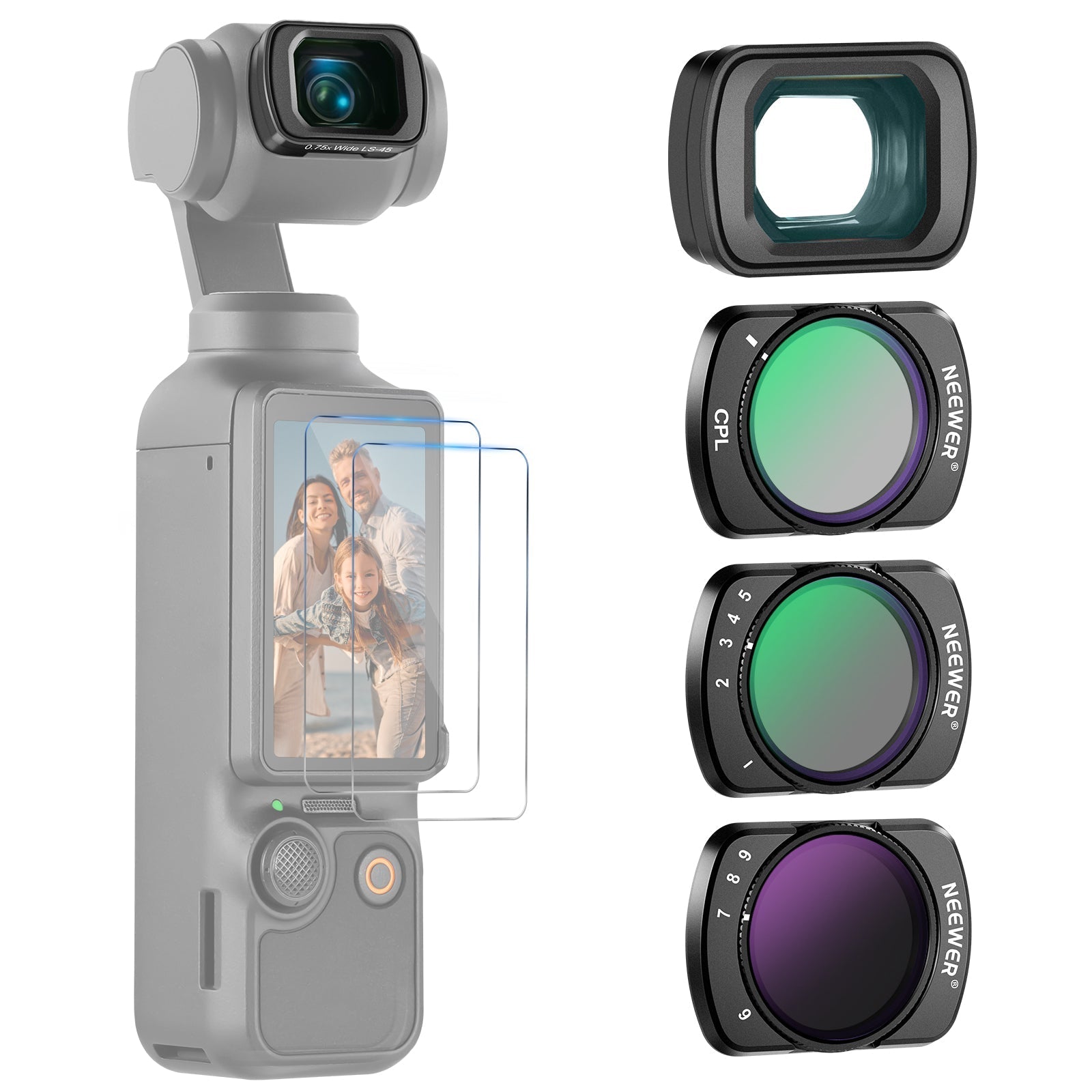 NEEWER FL-B15 Variable ND Filter Set & Lens for Pocket 3 / Pocket 4 & Xtra Muse