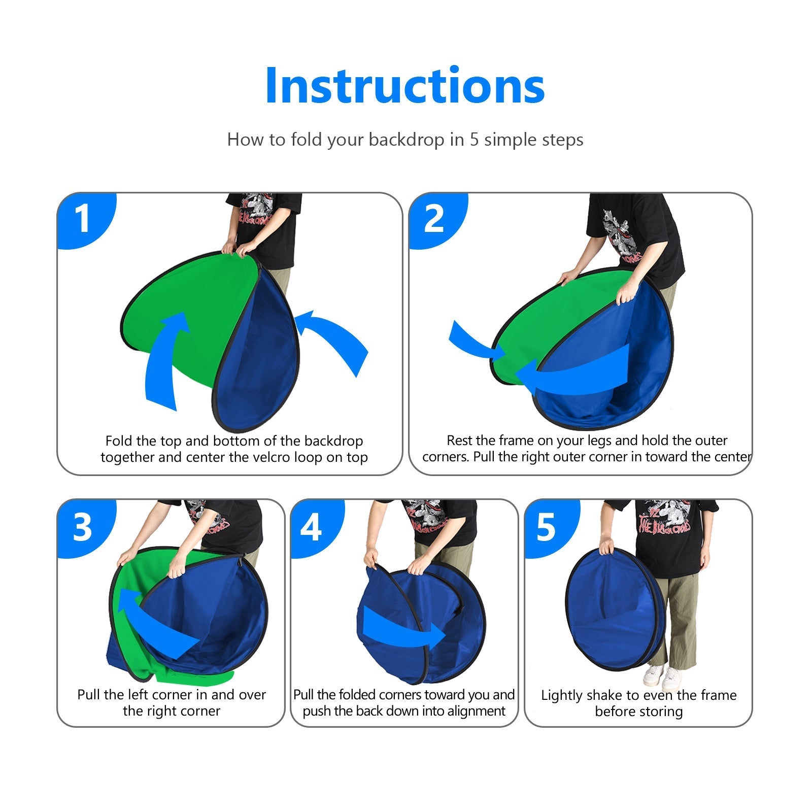 NEEWER 1.5x2m / 5x7ft 2-in-1 Collapsible Backdrop (Blue&Green)
