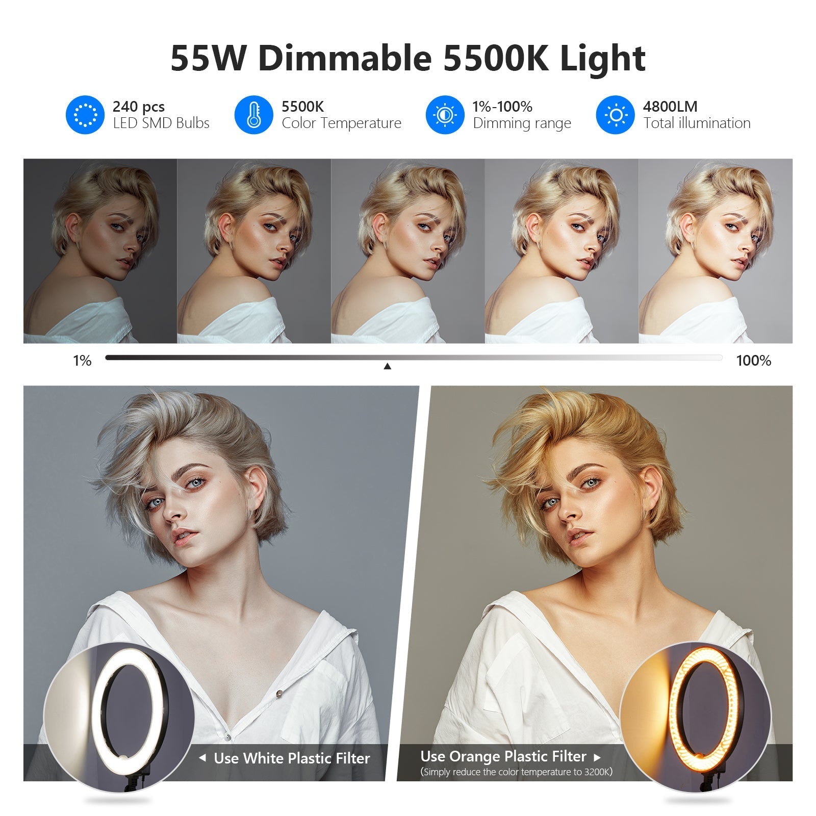 NEEWER RL-18 18 Inch 55W Ring Light (Without Stand)