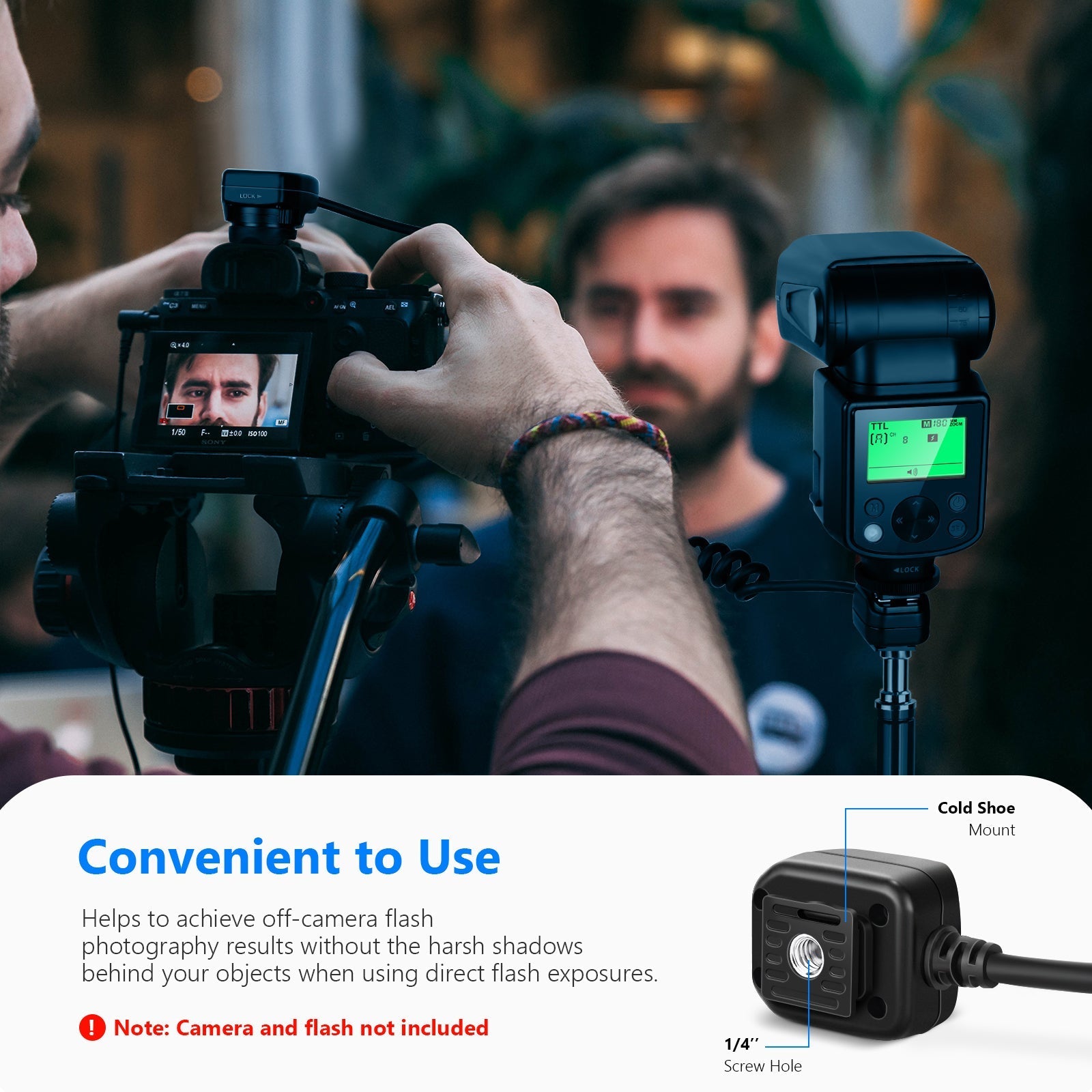 NEEWER 4.2'/1.3m TTL Off Camera Flash Speedlite Cord For Canon