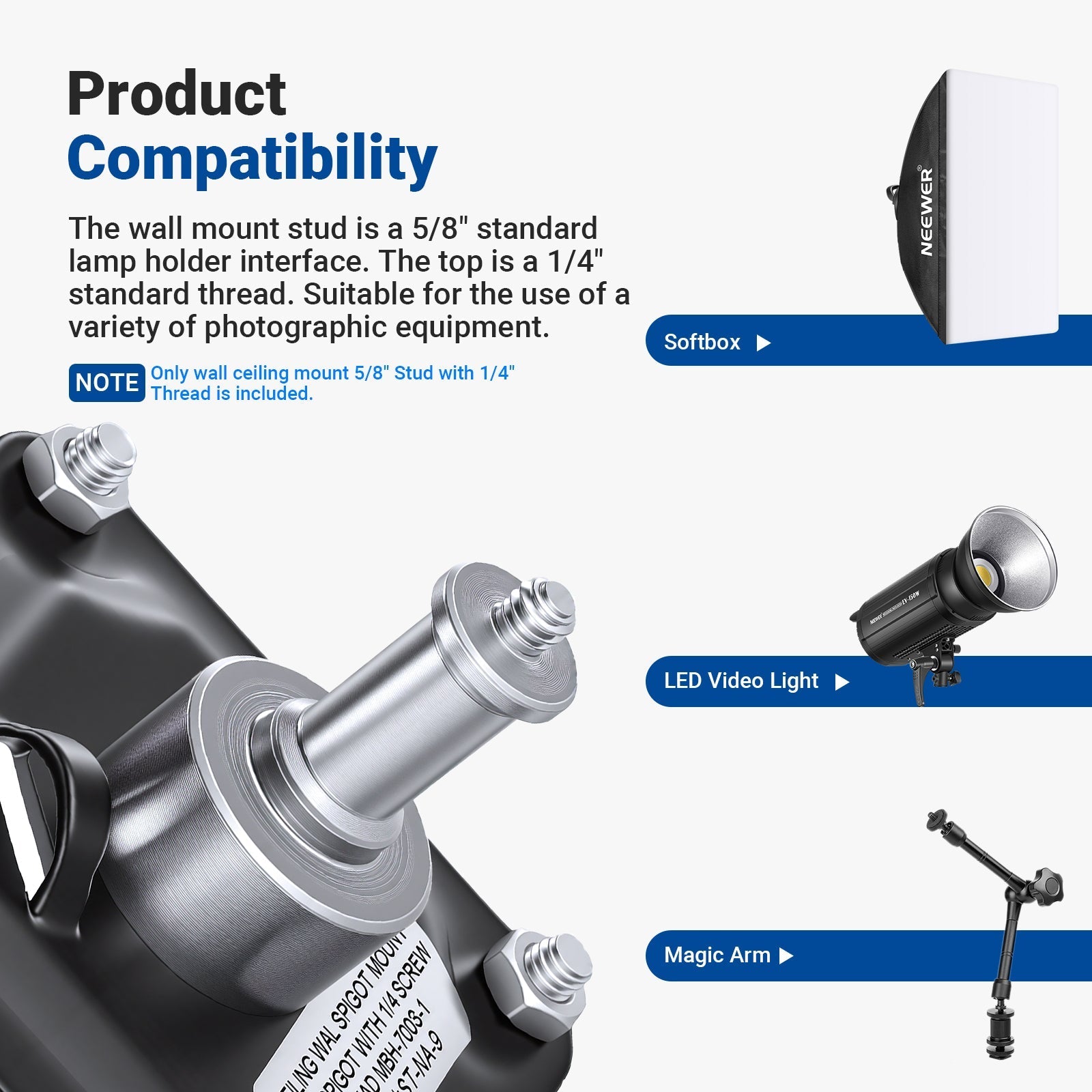 NEEWER ST-NA-9 Square Ceiling Mount with 1/4" thread