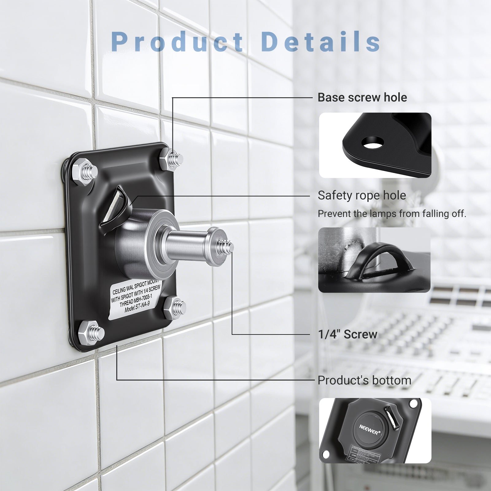 NEEWER ST-NA-9 Square Ceiling Mount with 1/4" thread