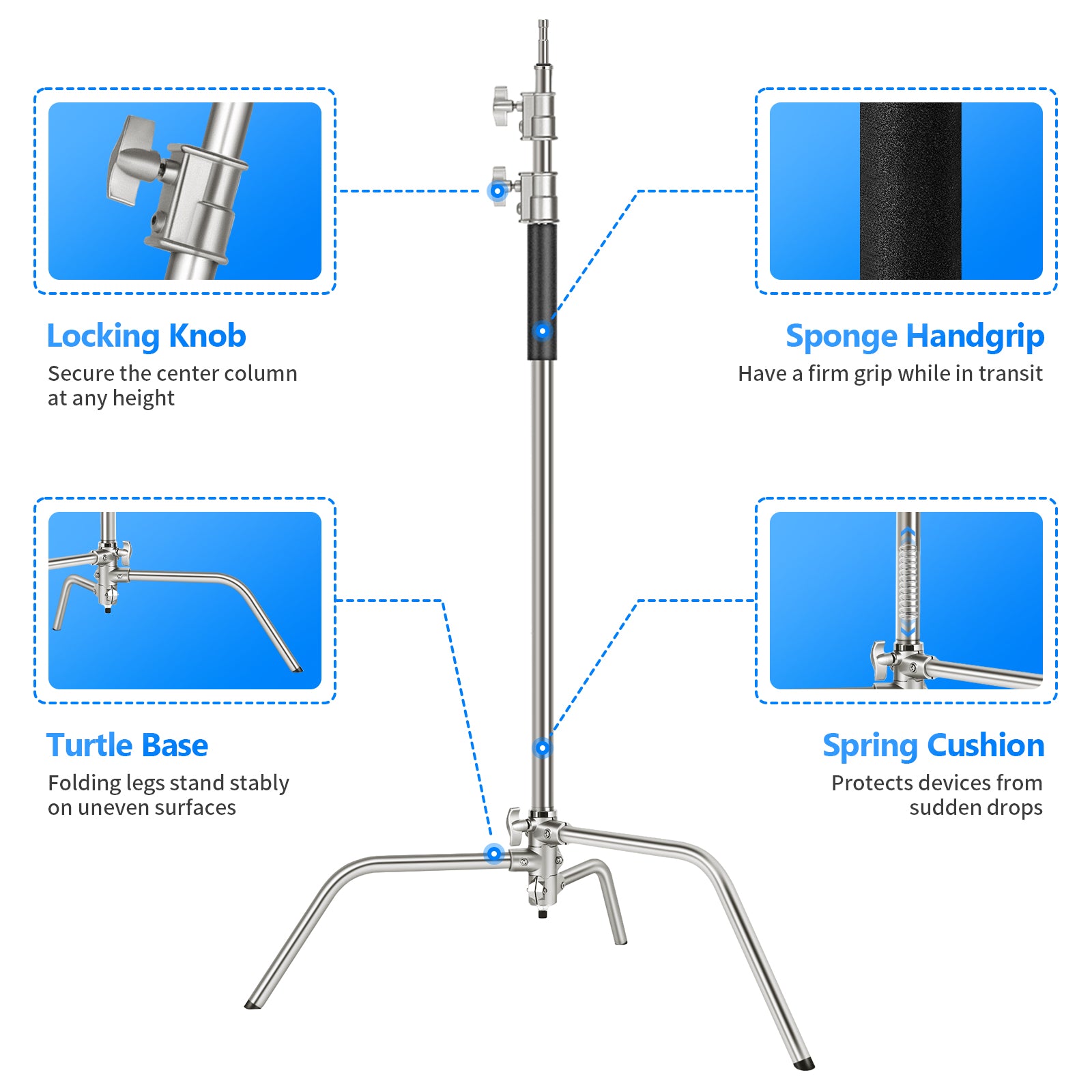 NEEWER SC320 320cm Stainless Steel C Stand with Boom Arm