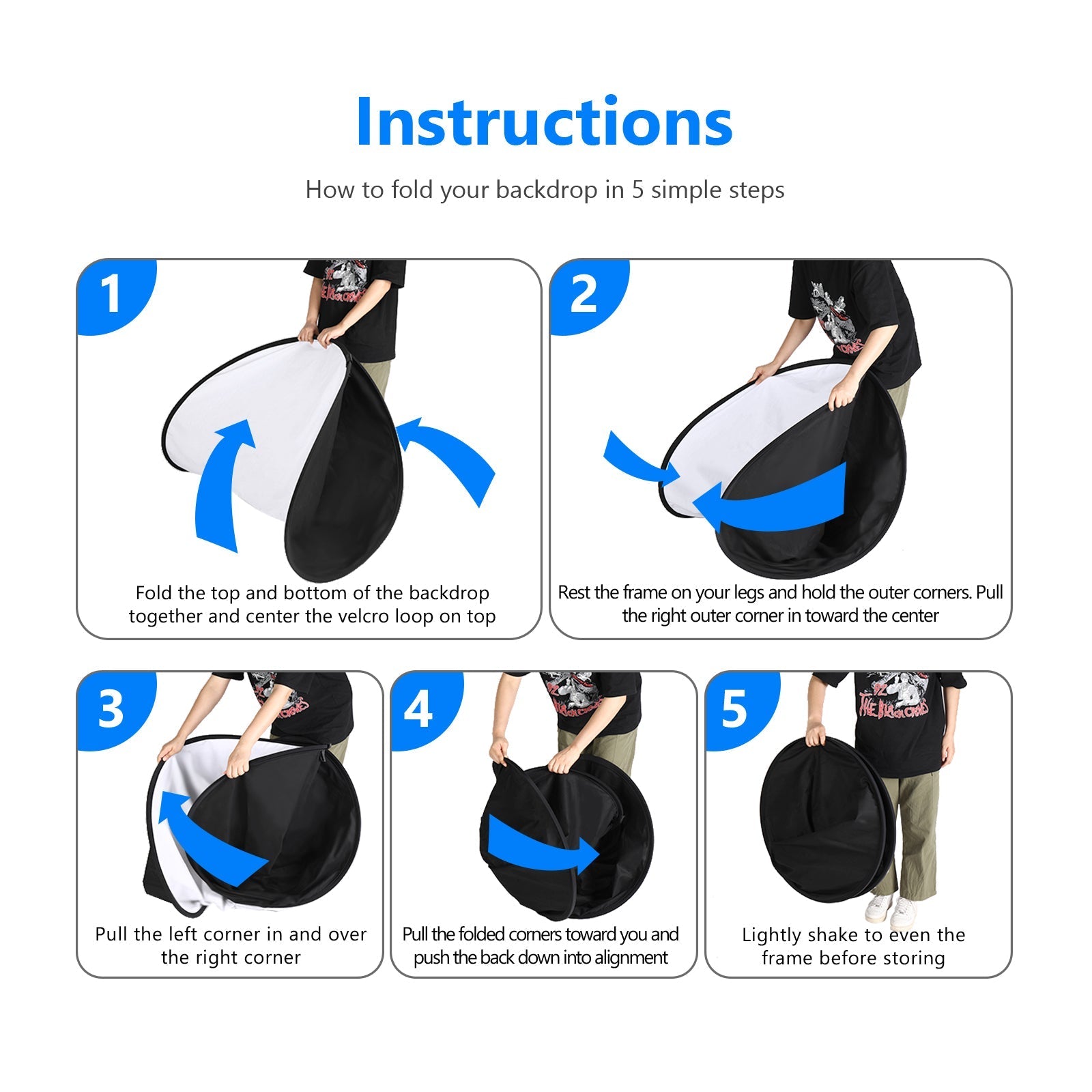 NEEWER 1.5x2m / 5x7ft 2-in-1 Collapsible Backdrop Kit (Black&White)