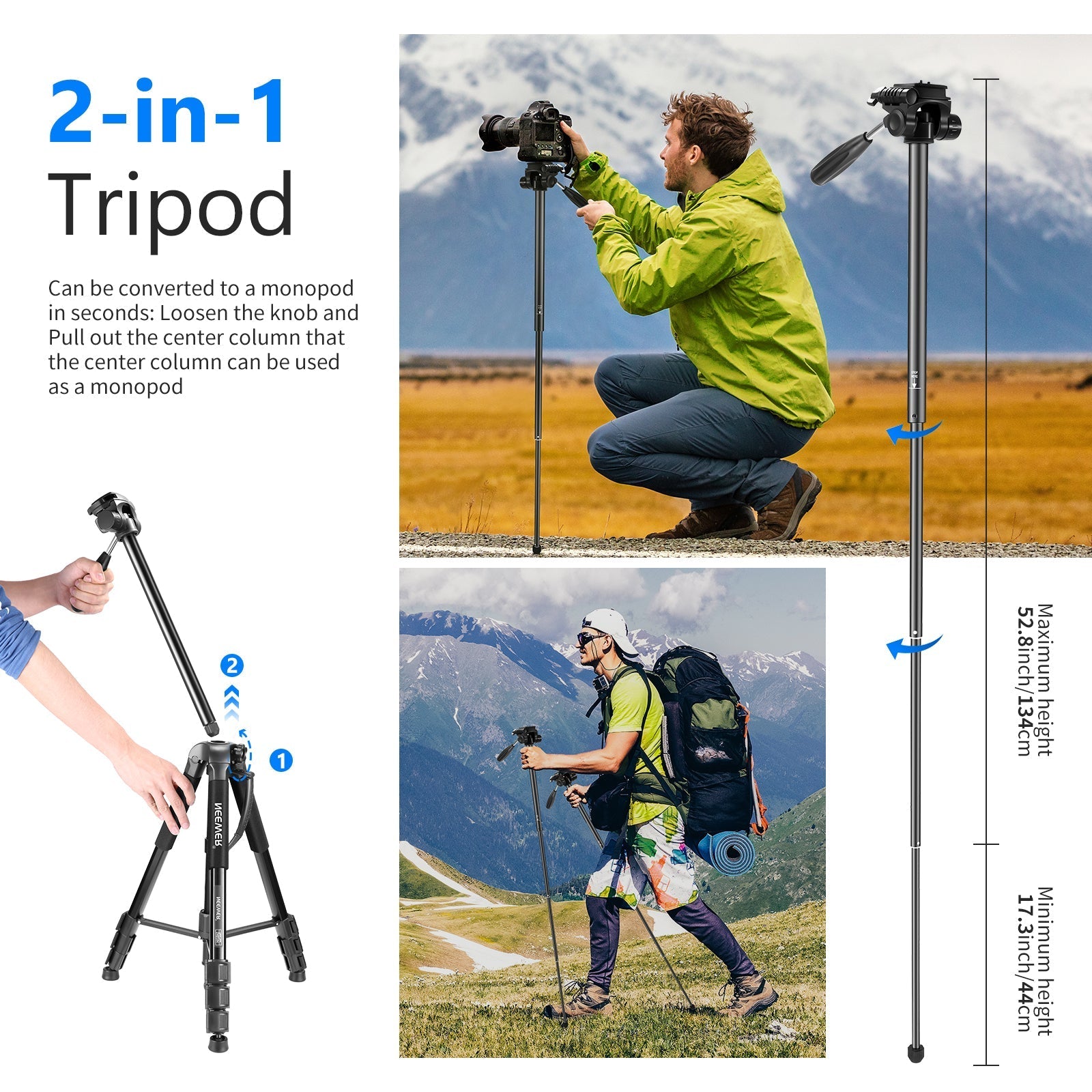 NEEWER SAB264 70" 2 in 1 Camera Tripod Monopod